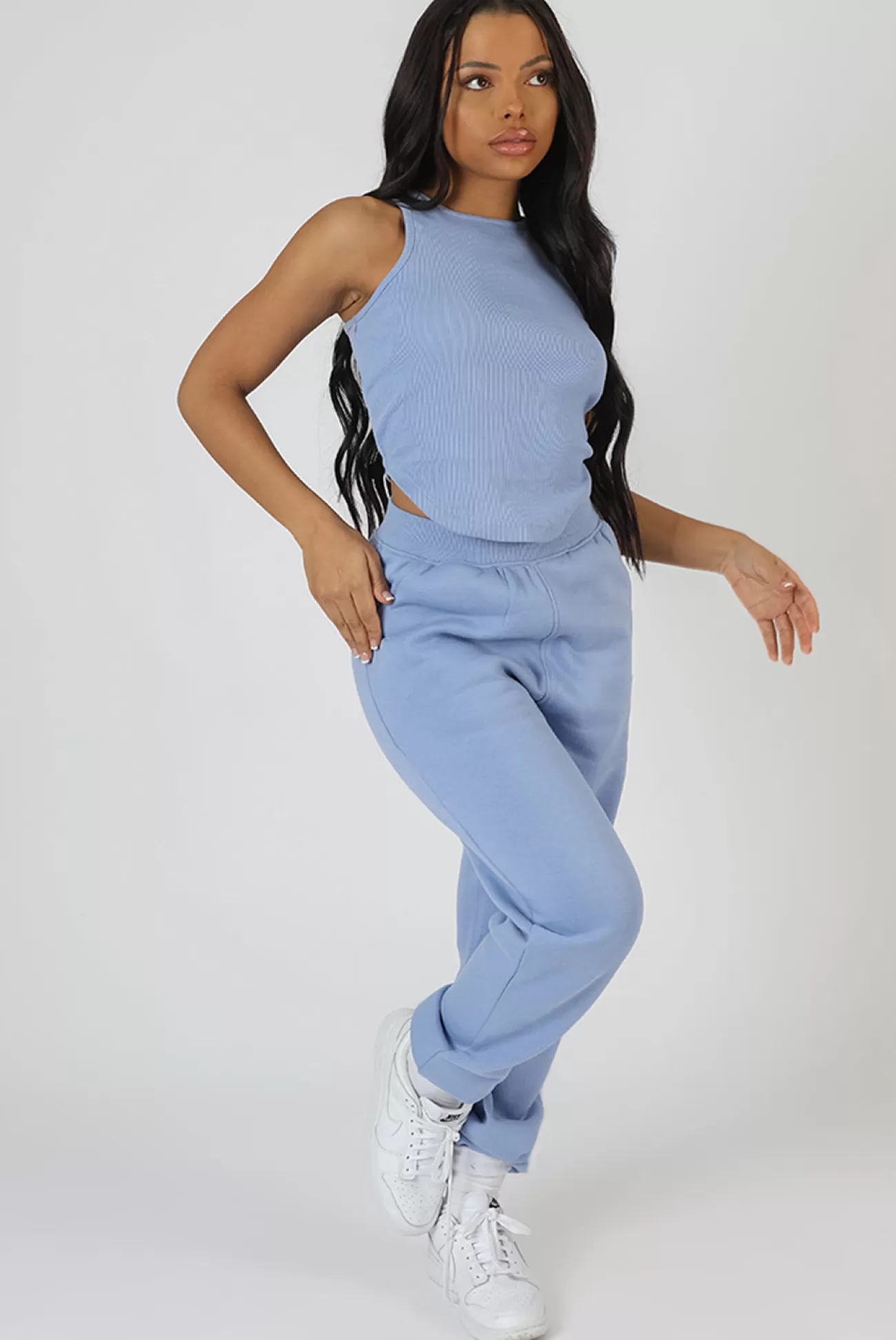 Public Desire Dipped Hem Racer Top Bluebell Cheap