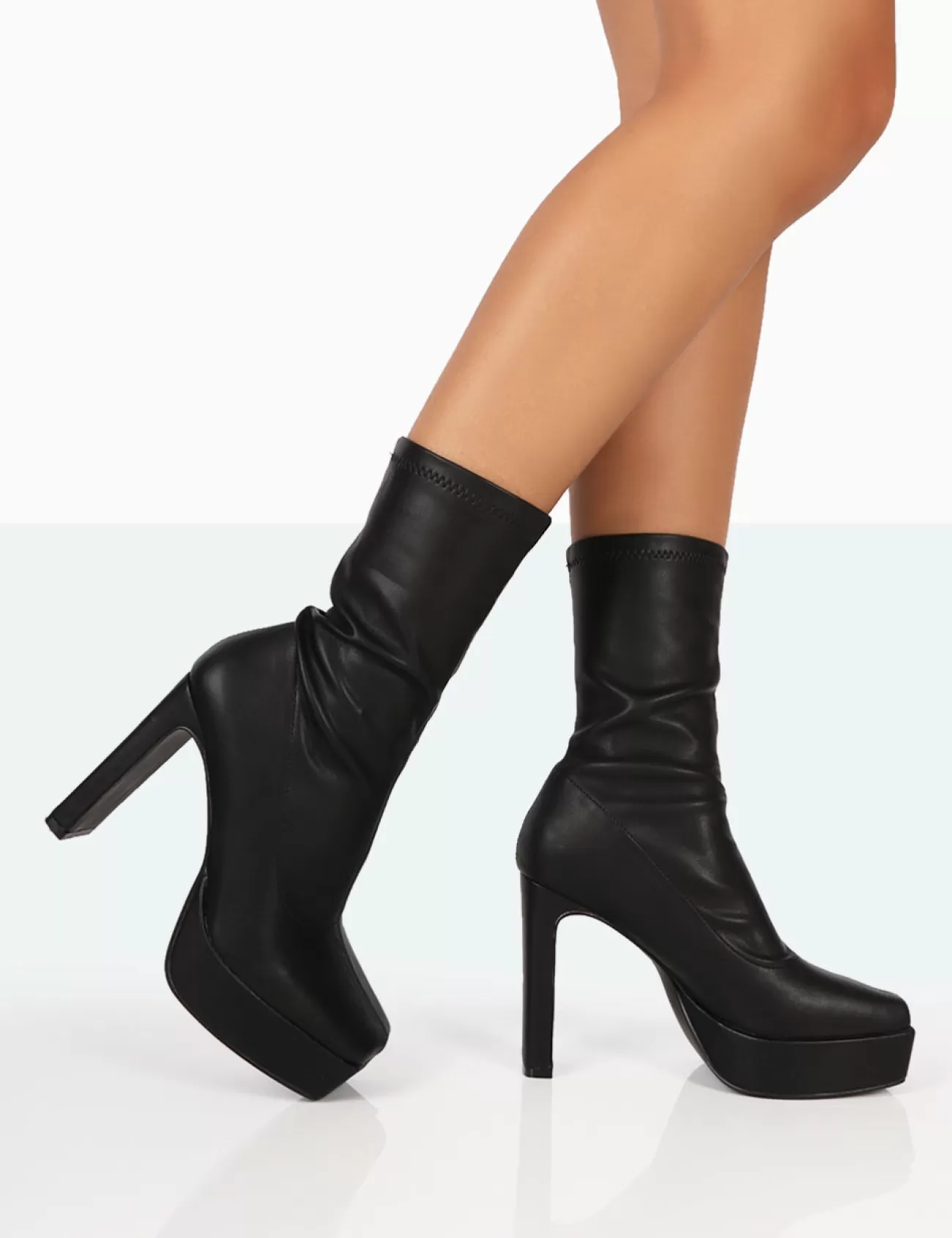 Public Desire Domini Pu Platform Ankle Slim Heeled Boots Black Online