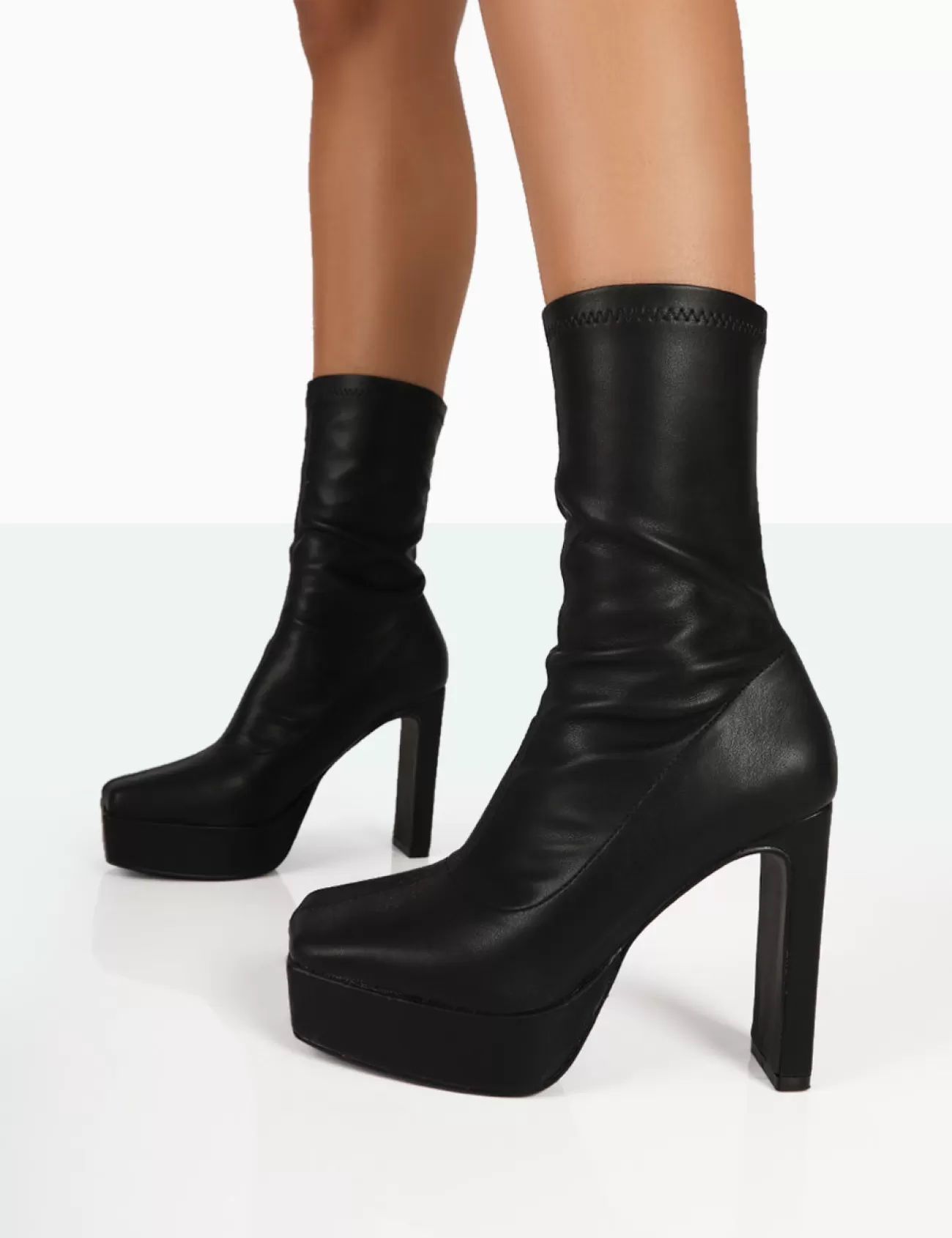 Public Desire Domini Pu Platform Ankle Slim Heeled Boots Black Online