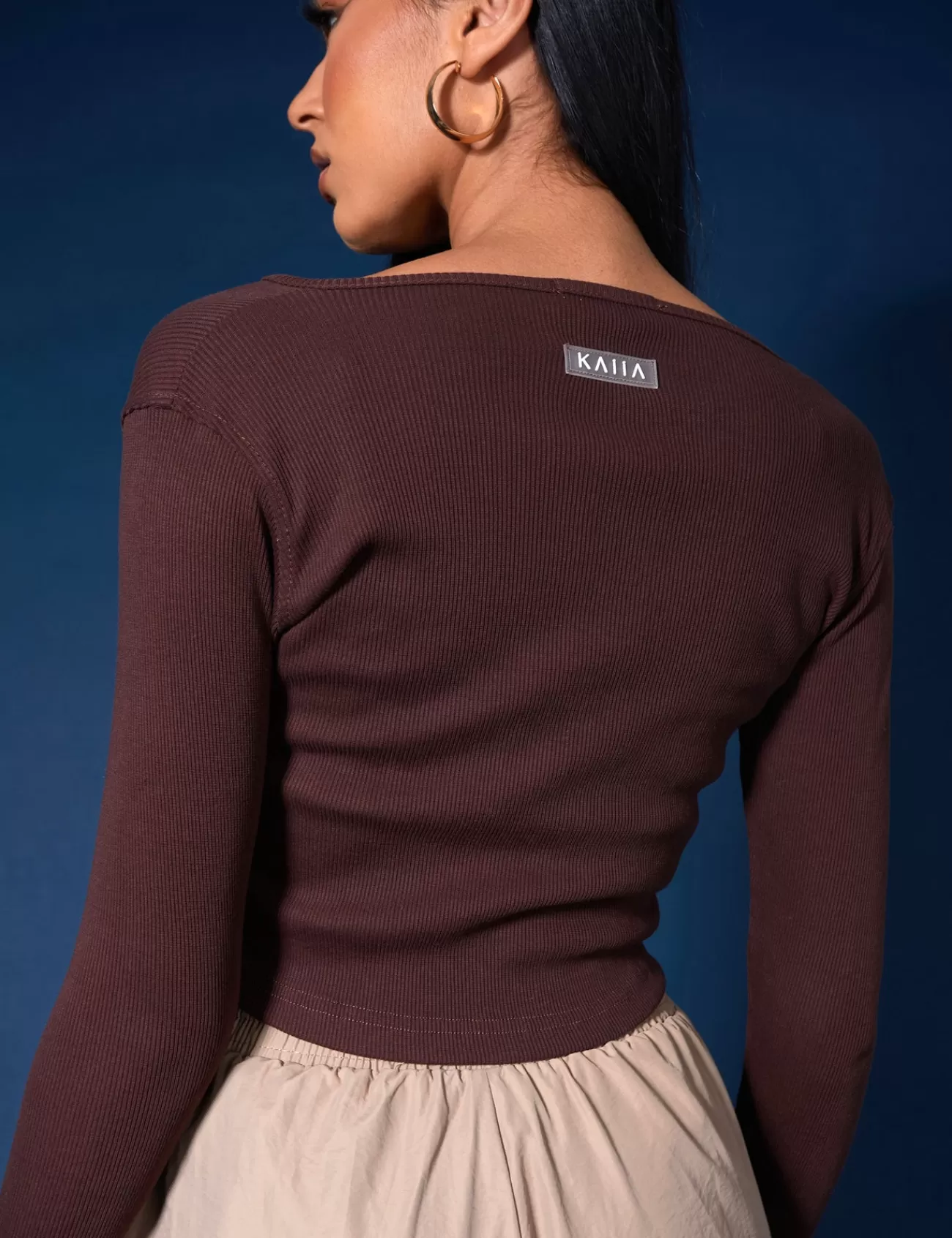 Public Desire Double Ended Zip Kaiia Sport Top Chocolate Cheap