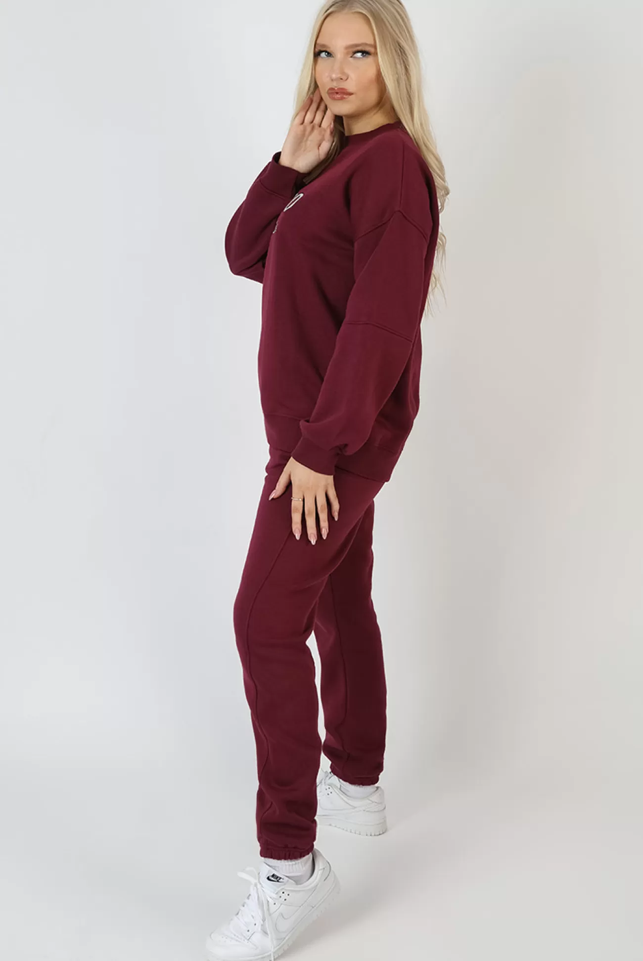 Public Desire Embroidered Pocket 90's Joggers Berry Hot