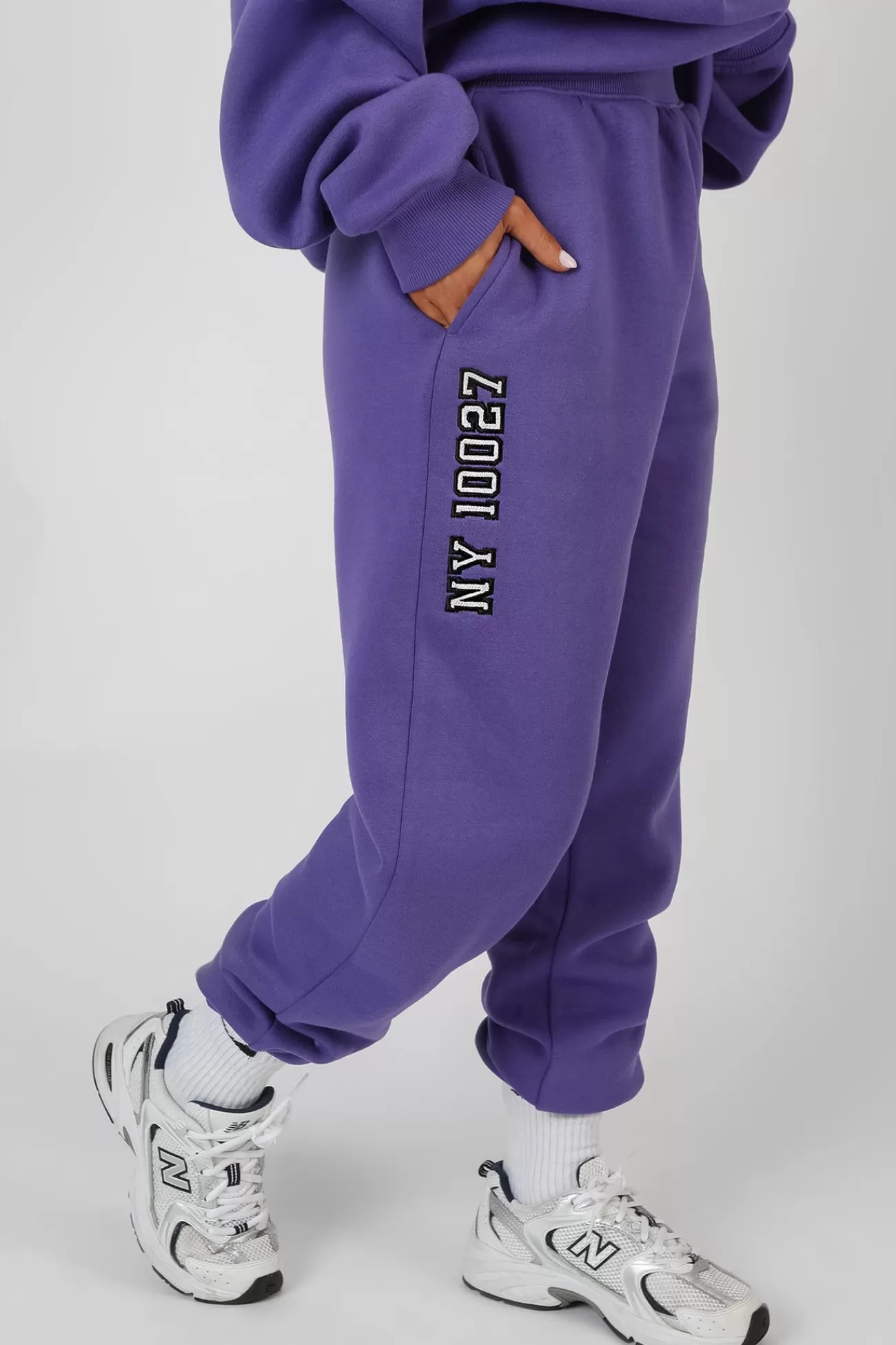 Public Desire Embroidered Slogan 90's Jogger Purple Hot