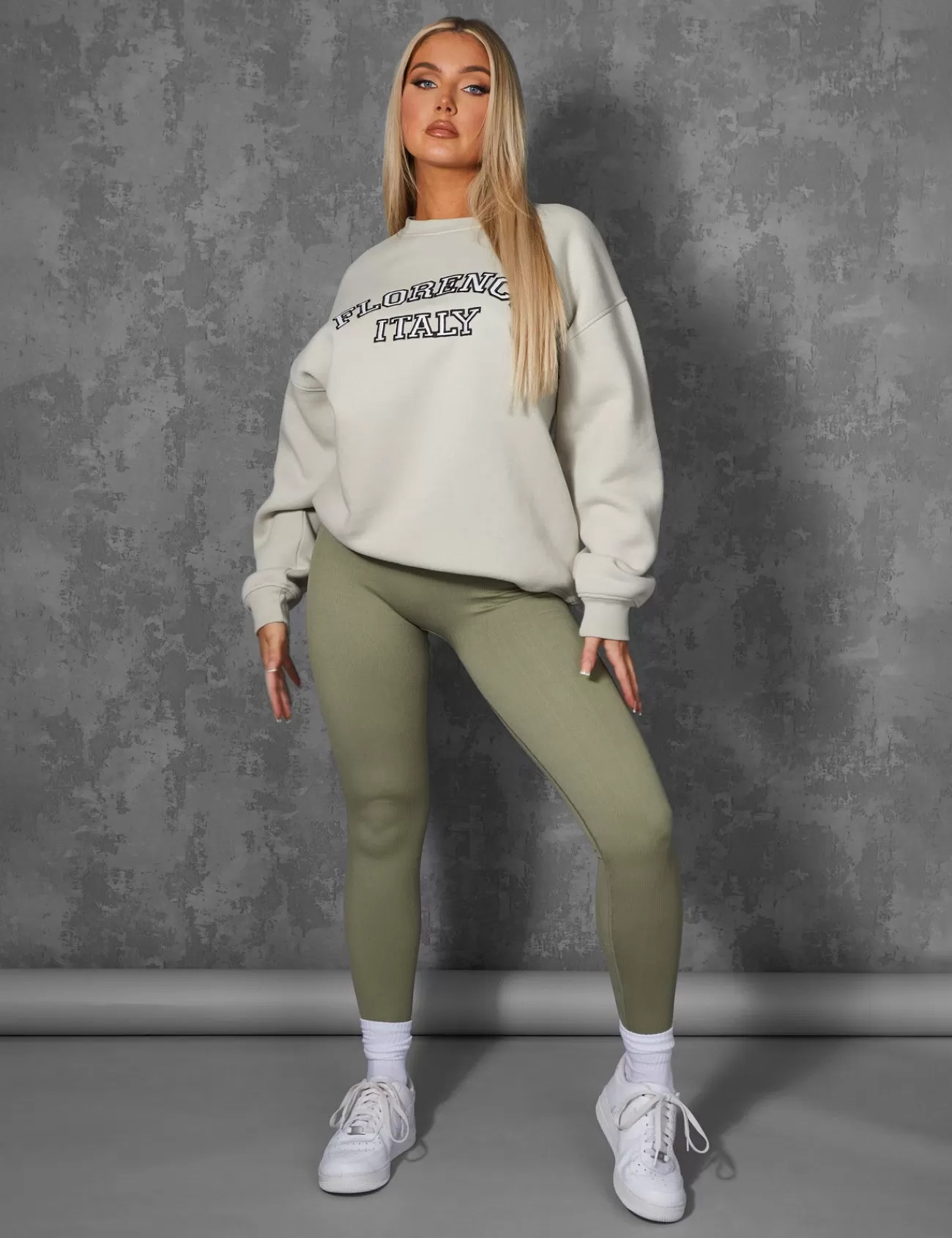 Public Desire Florence Oversized Sweatshirt Stone Clearance
