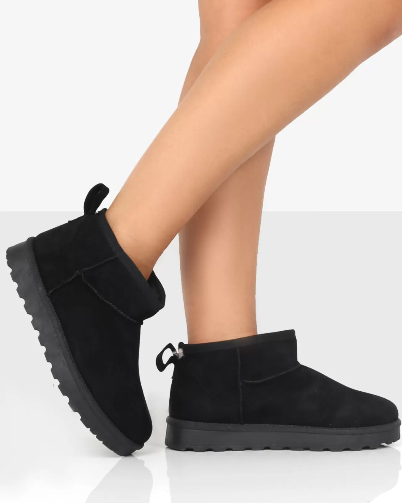 Public Desire Flurry Faux Suede Ultra Mini Ankle Boots Black Shop