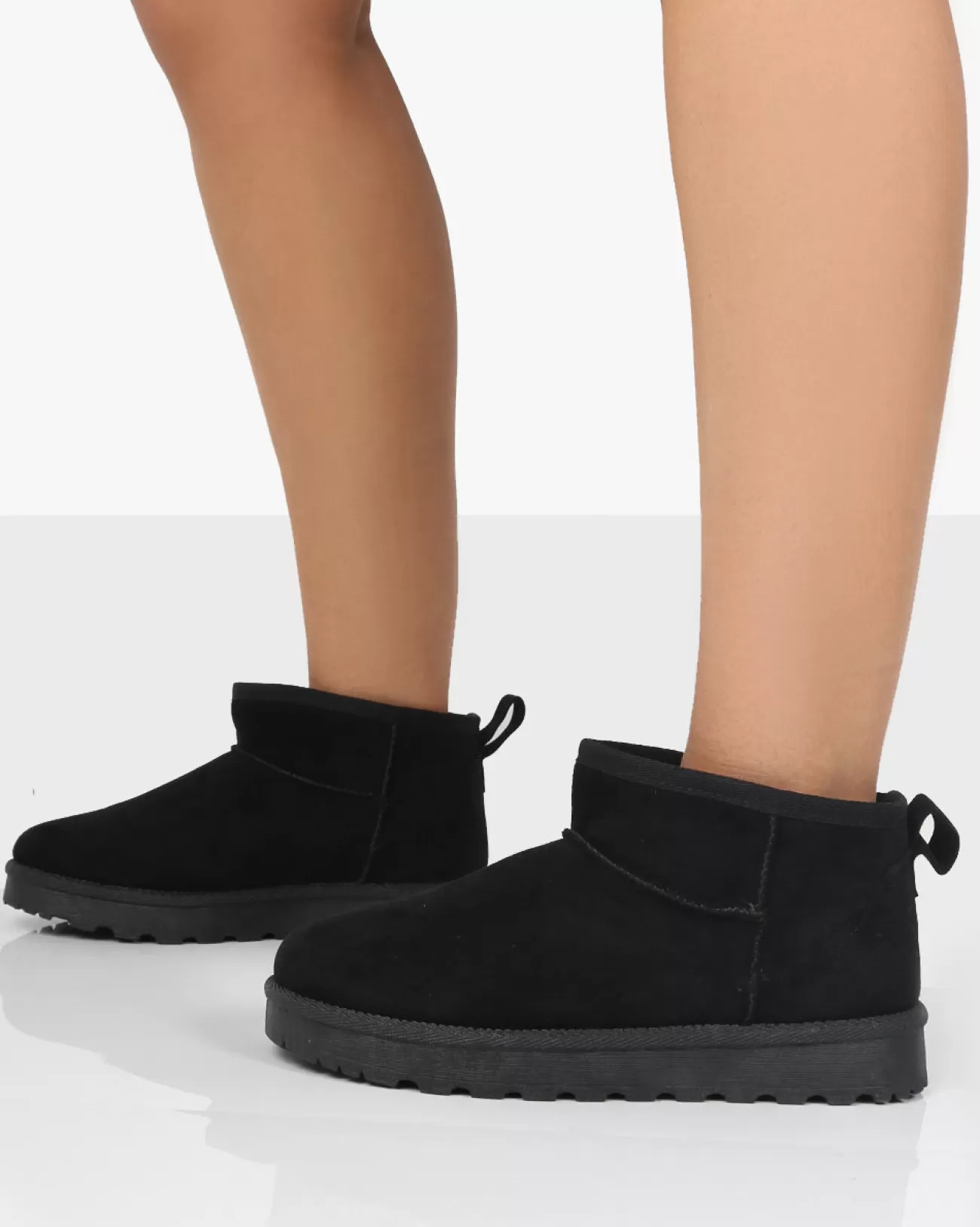 Public Desire Flurry Faux Suede Ultra Mini Ankle Boots Black Shop