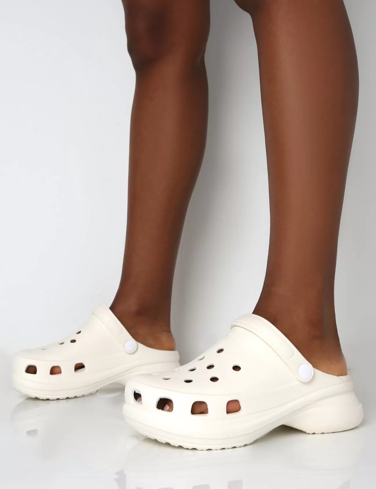 Public Desire Frenzy Rubberised Sling Back Closed Toe Clog Sandals Ecru Sale