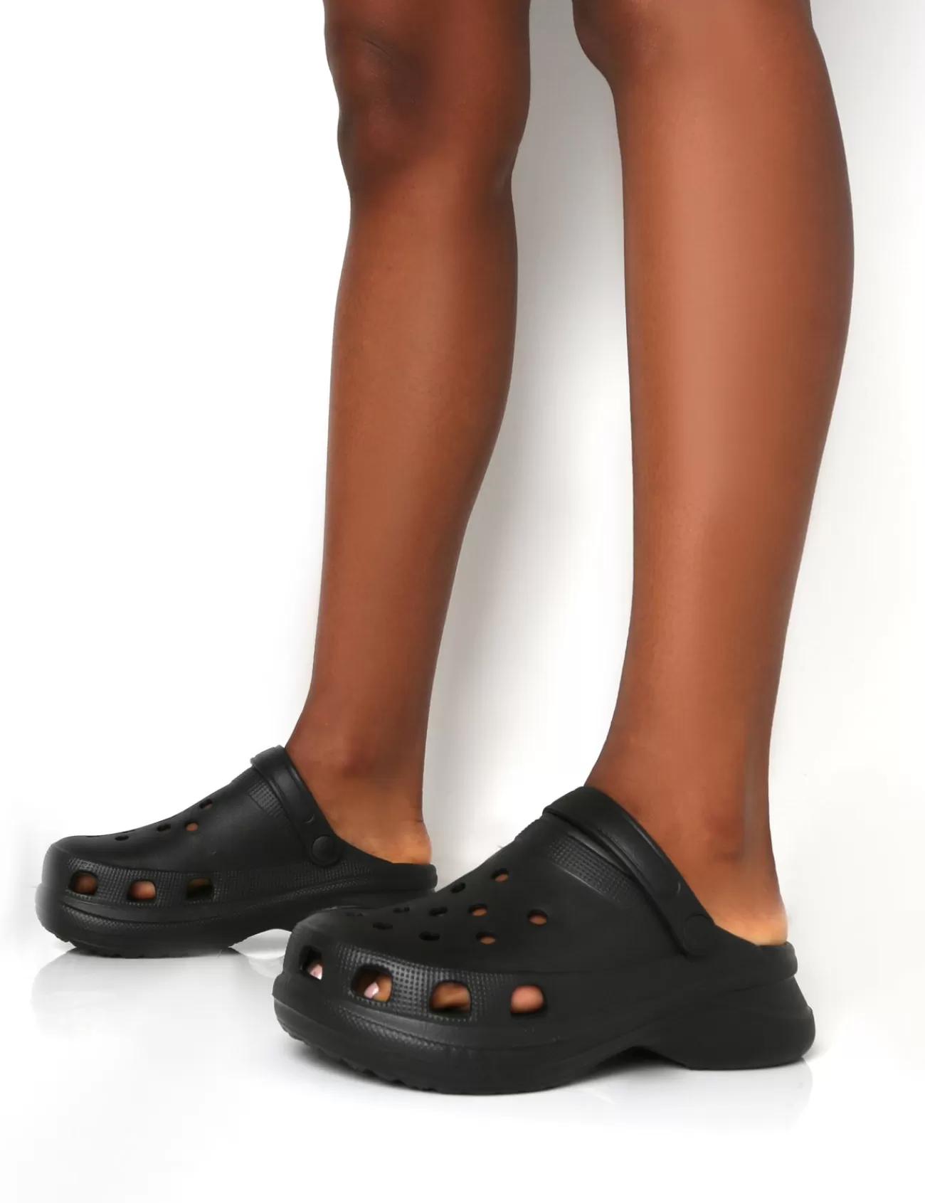Public Desire Frenzy Rubberised Sling Back Closed Toe Clog Sandals Black Cheap
