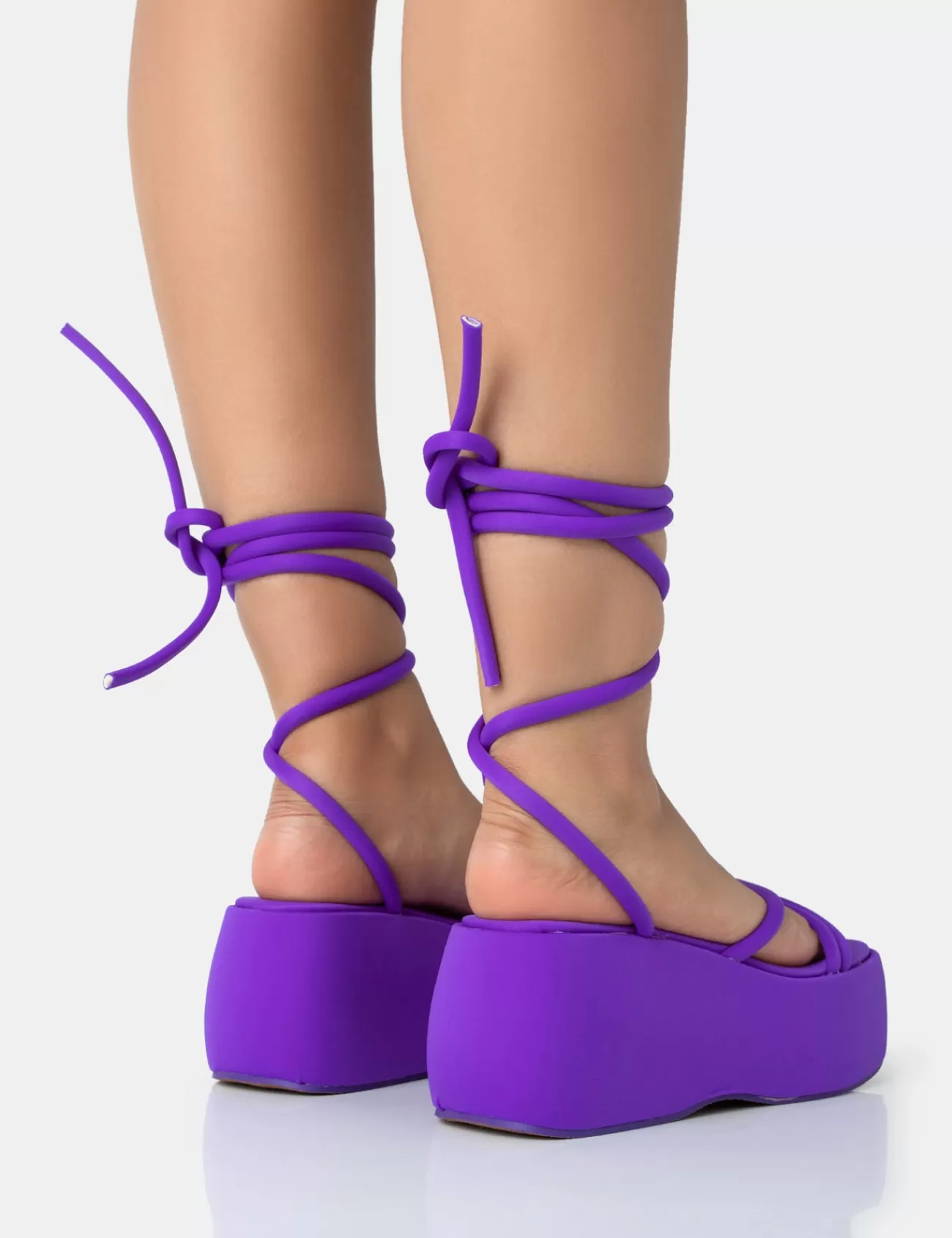 Public Desire Full Moon Nylon Lace Up Chunky Platform Sandals Purple Discount