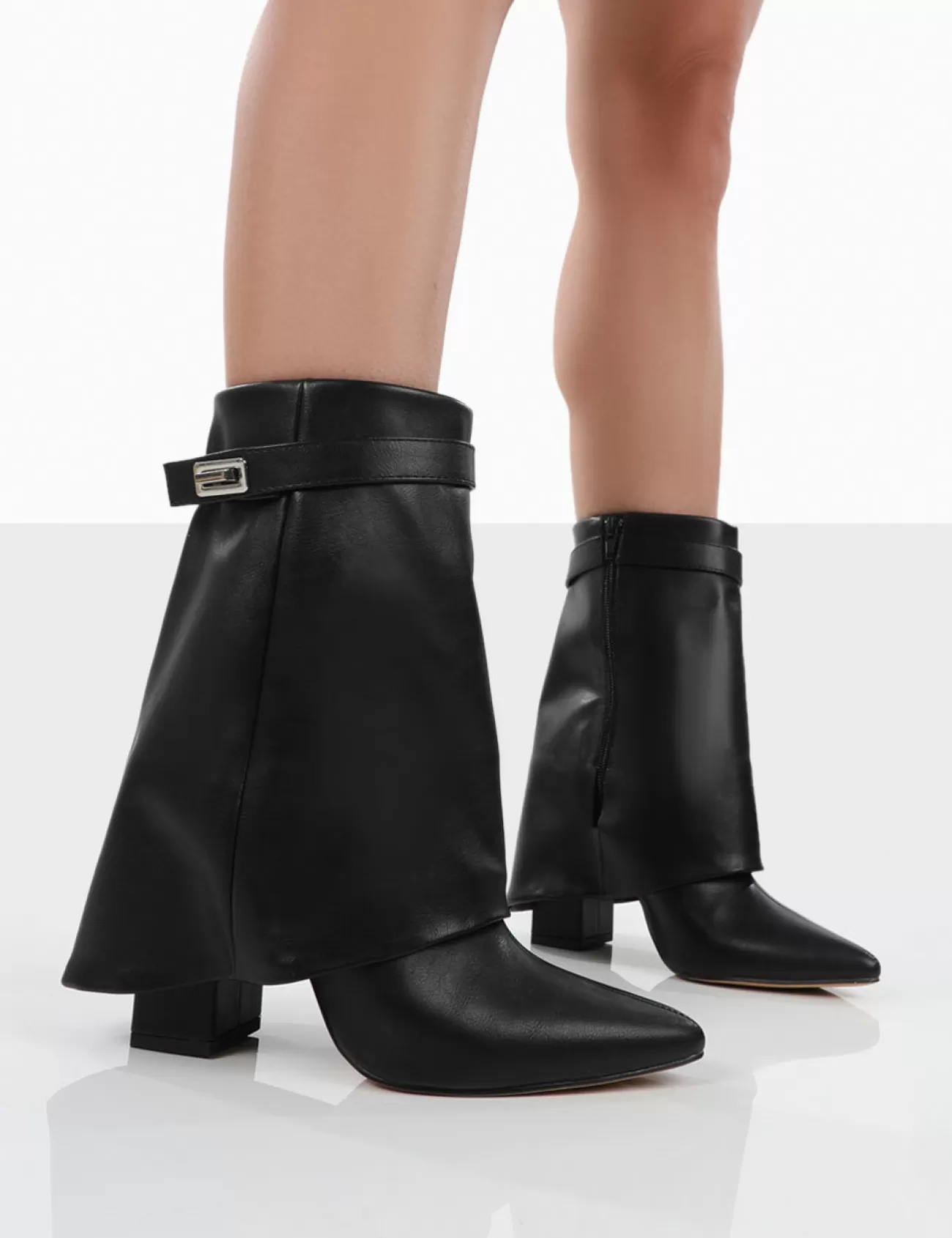 Public Desire Fyre Pointed Toe Block Heeled Ankle Boots Black Best Sale