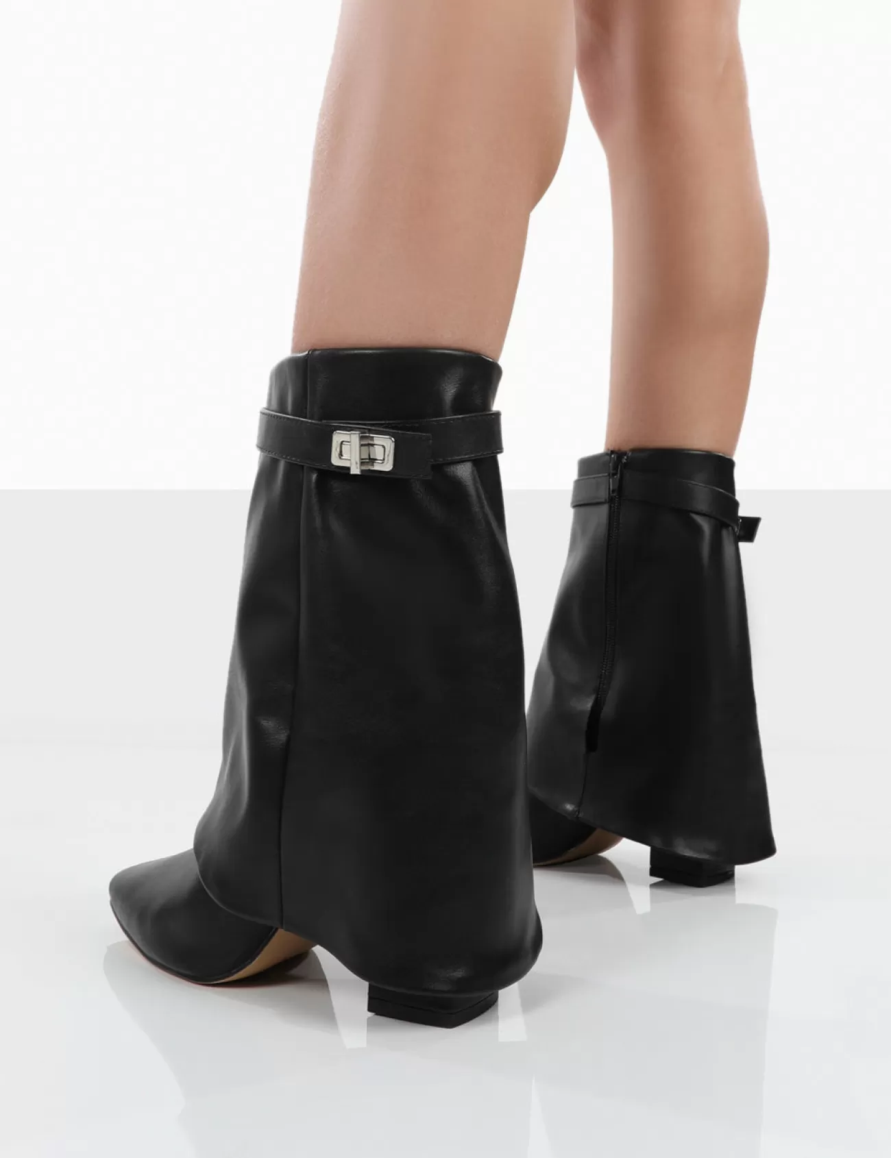 Public Desire Fyre Pointed Toe Block Heeled Ankle Boots Black Best Sale
