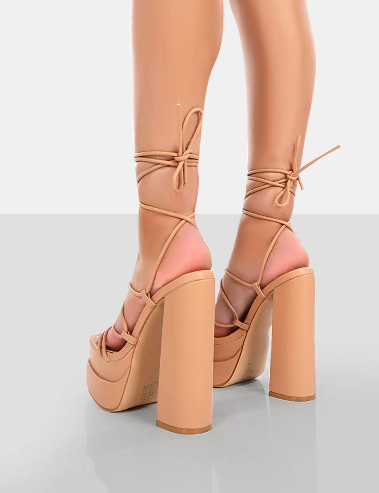 Public Desire Glow Girl Pu Lace Up Platform High Heels Nude Cheap