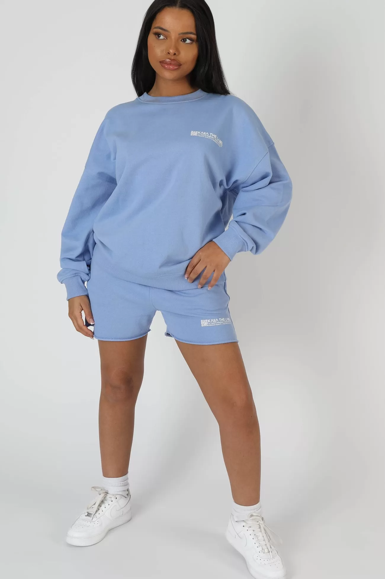Public Desire Graphic Qr Code Oversized Sweatshirt Bluebell Cheap