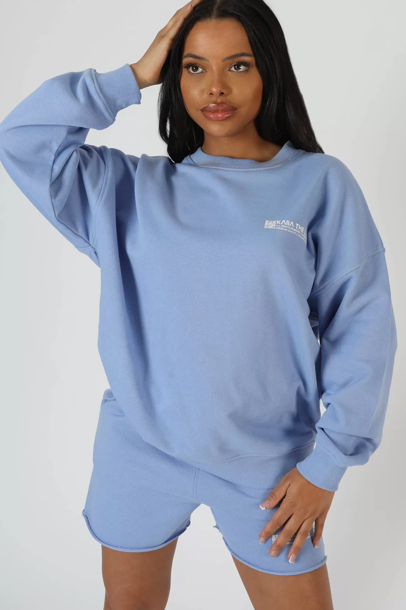 Public Desire Graphic Qr Code Oversized Sweatshirt Bluebell Cheap
