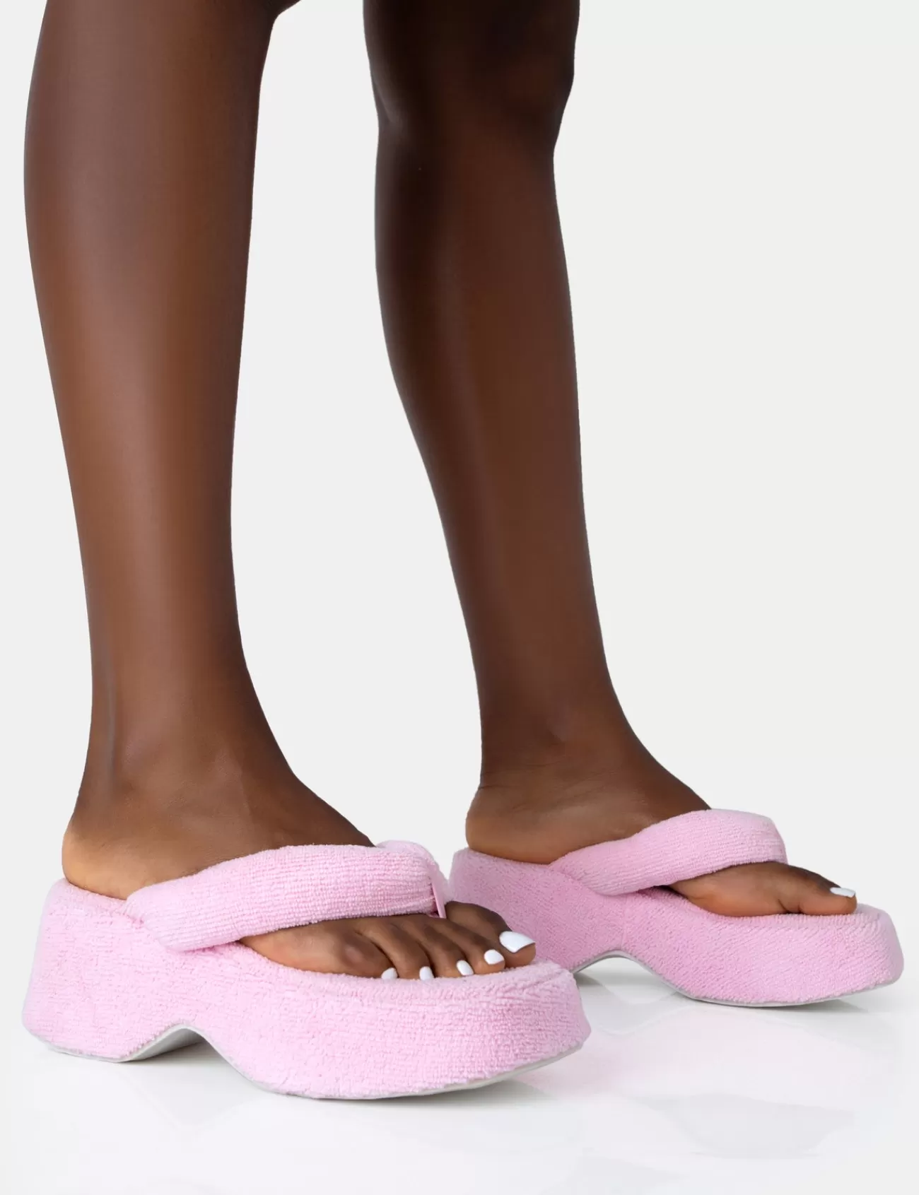 Public Desire Havana Towelling Flip Flop Chunky Platform Sandals Pink Sale