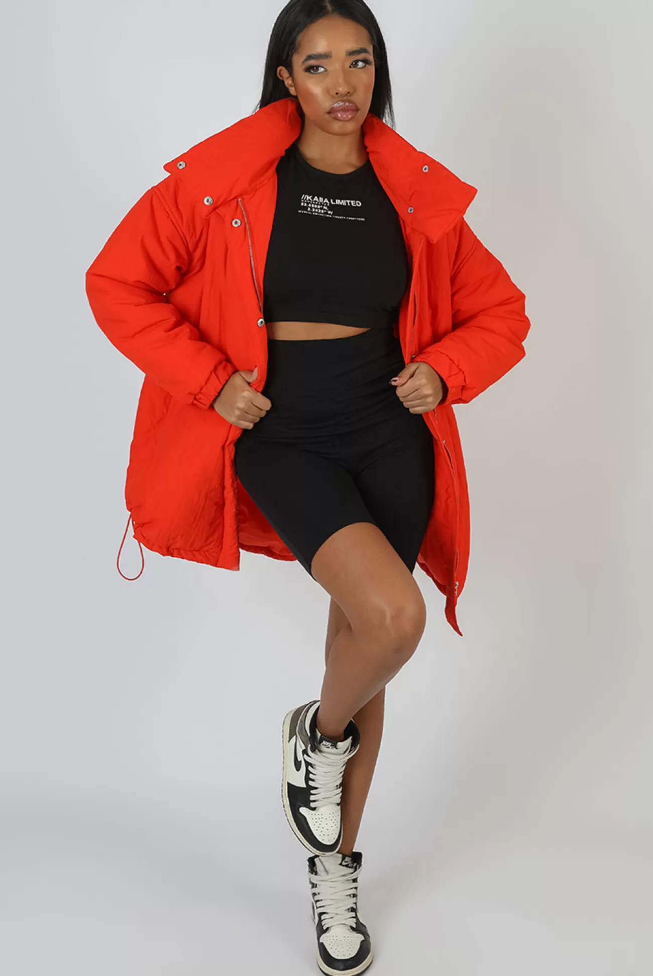 Public Desire High Neck Puffer Jacket Orange Discount