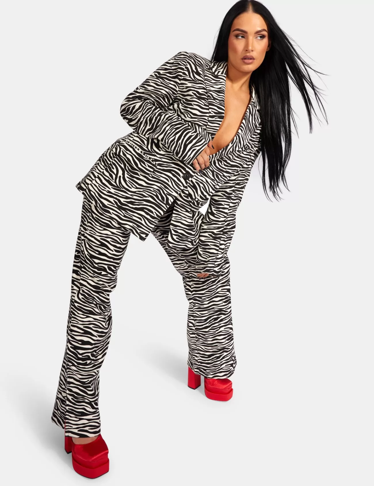Public Desire High Waist Wide Leg Trouser Zebra Multi Cheap