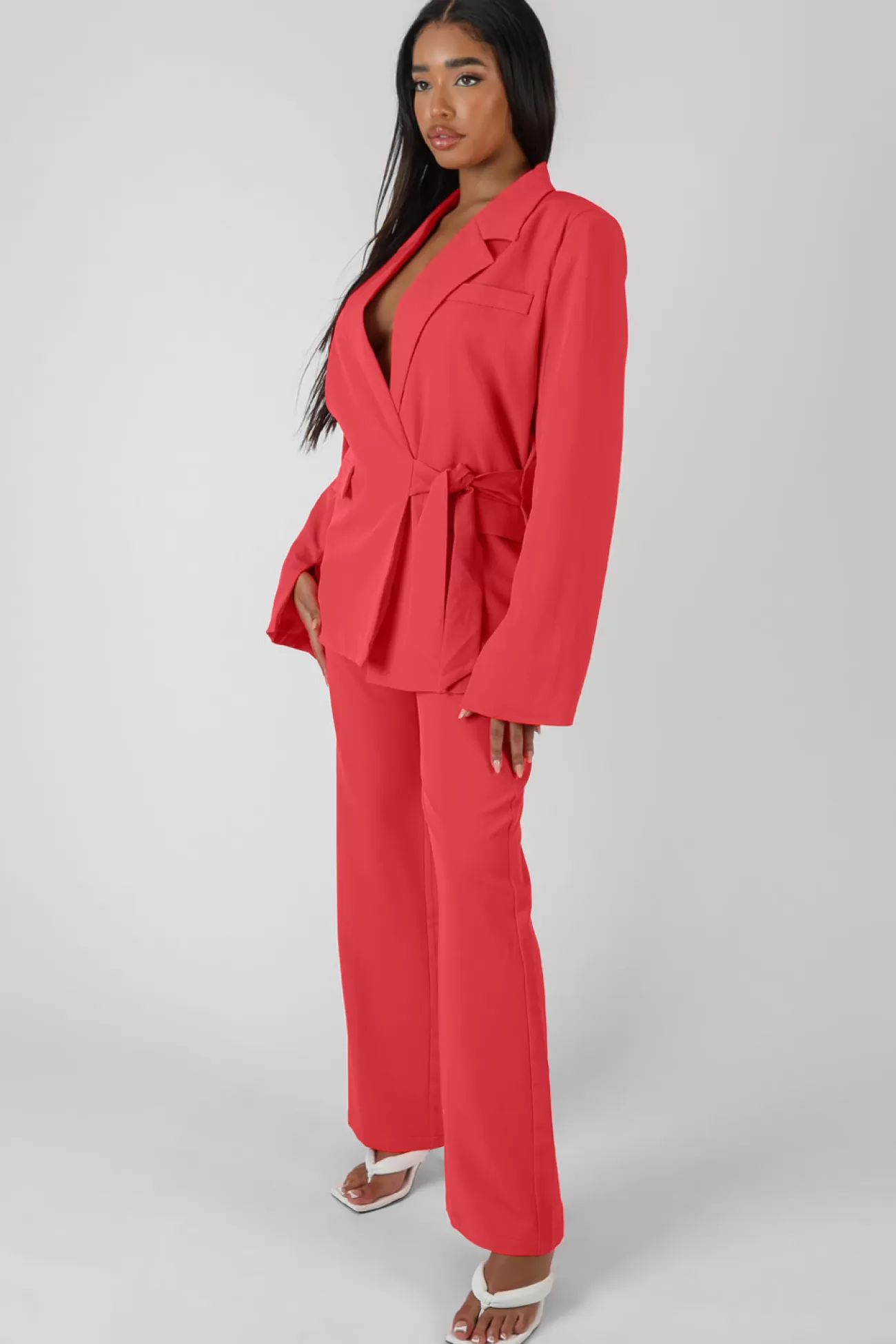 Public Desire High Waisted Straight Leg Trousers Coral Store
