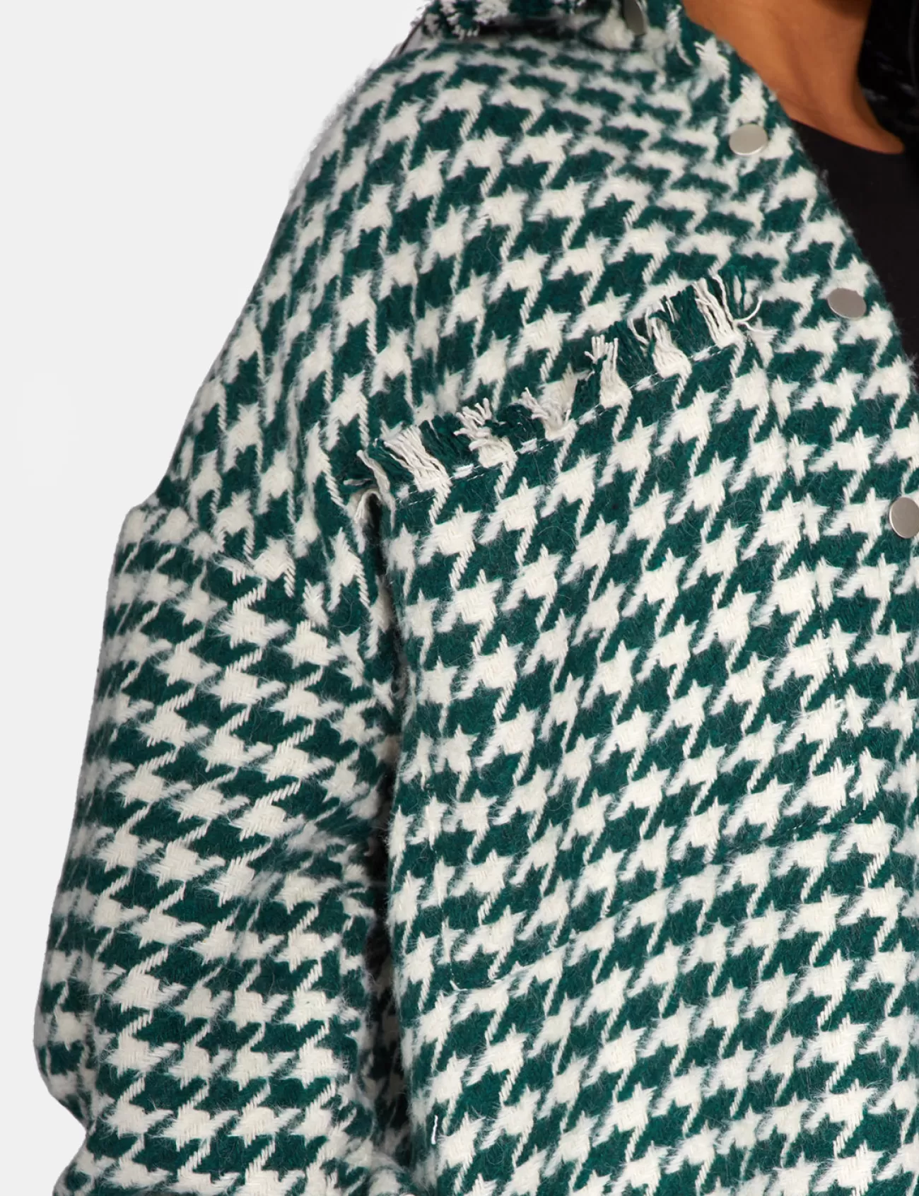 Public Desire Houndstooth Shacket Forest Green Cheap