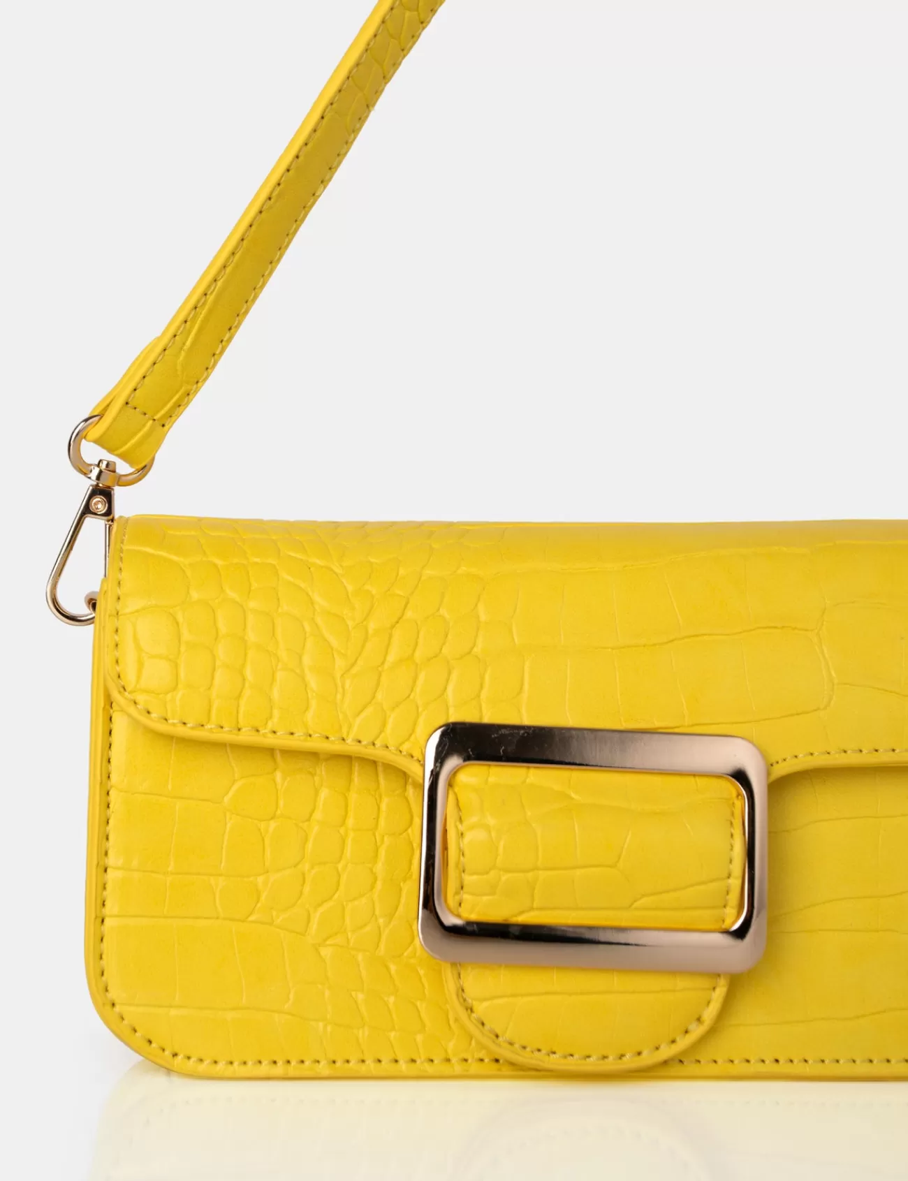 Public Desire Jana Croc Removeable Shoulder Strap Baguette Bag Yellow Shop
