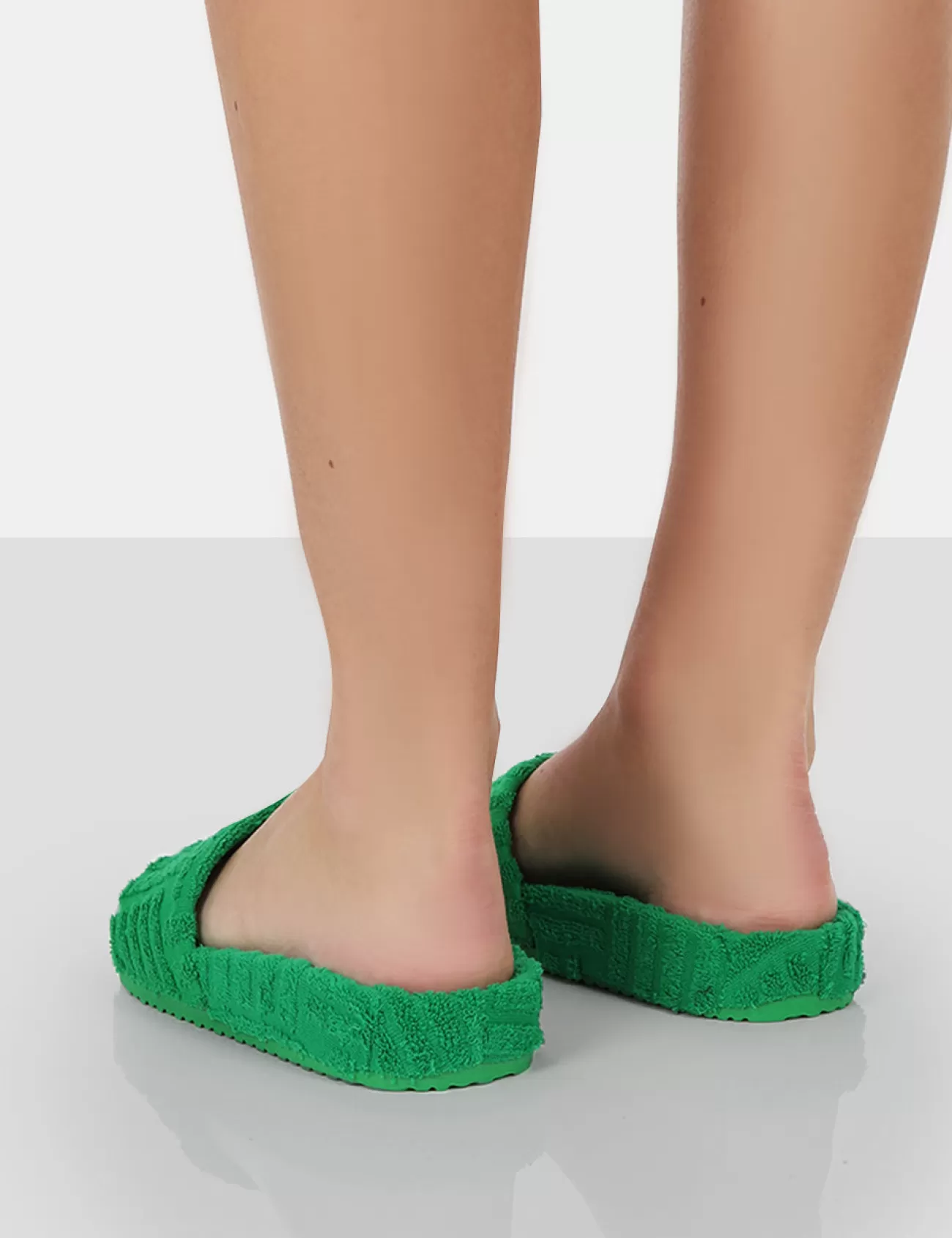 Public Desire Juice Terry Towling Sliders Green Sale