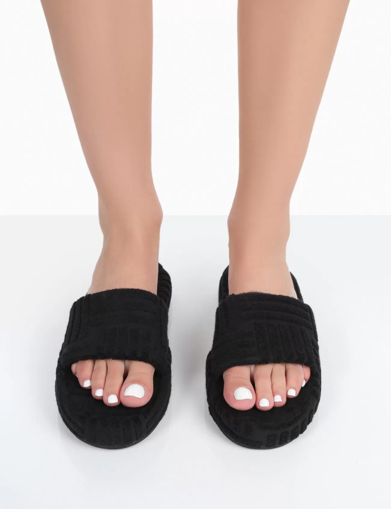 Public Desire Juicy Terry Towelling Slider Slippers Black Store