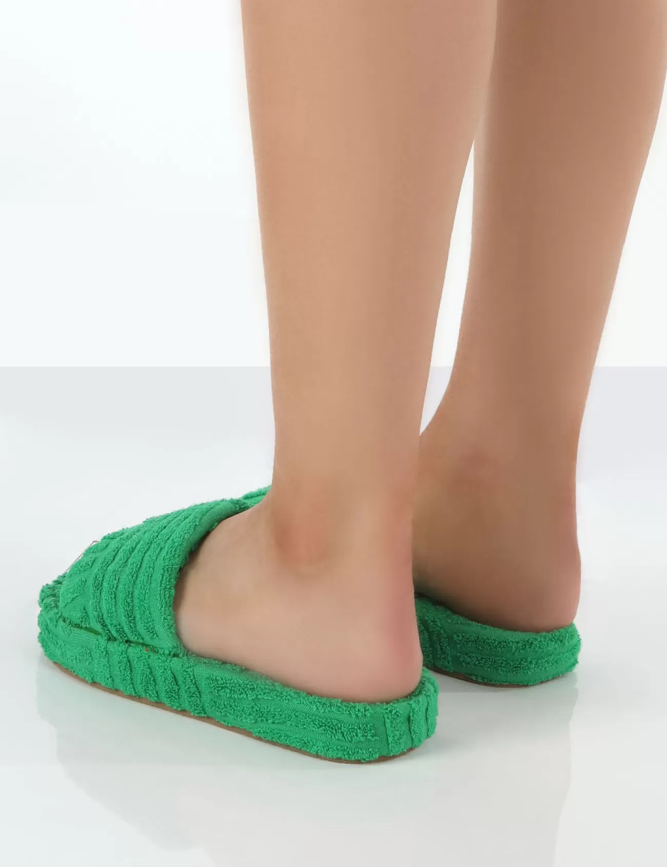 Public Desire Juicy Terry Towelling Slider Slippers Green Cheap