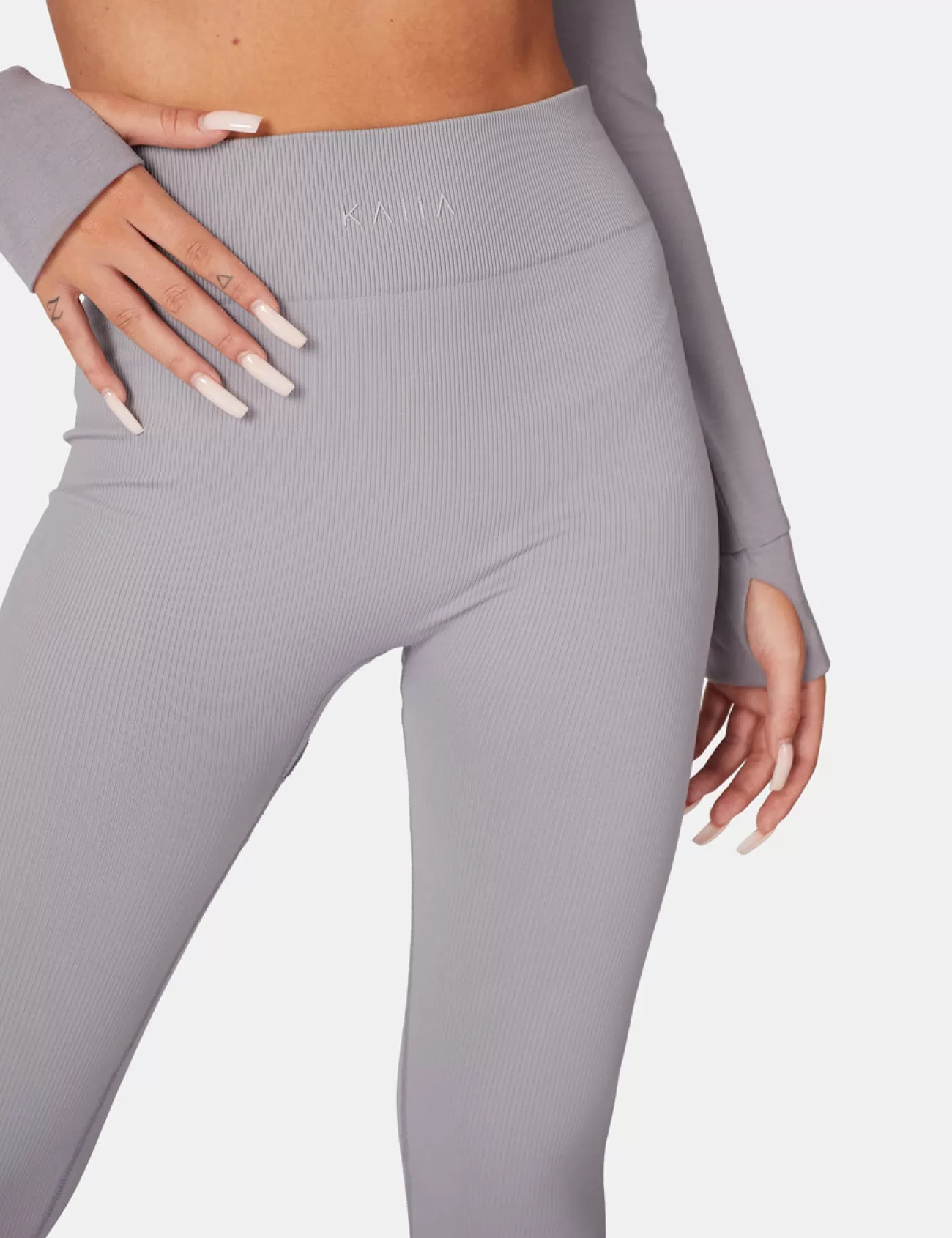 Public Desire Kaiia Premium Rib Seamless Leggings Grey Flash Sale