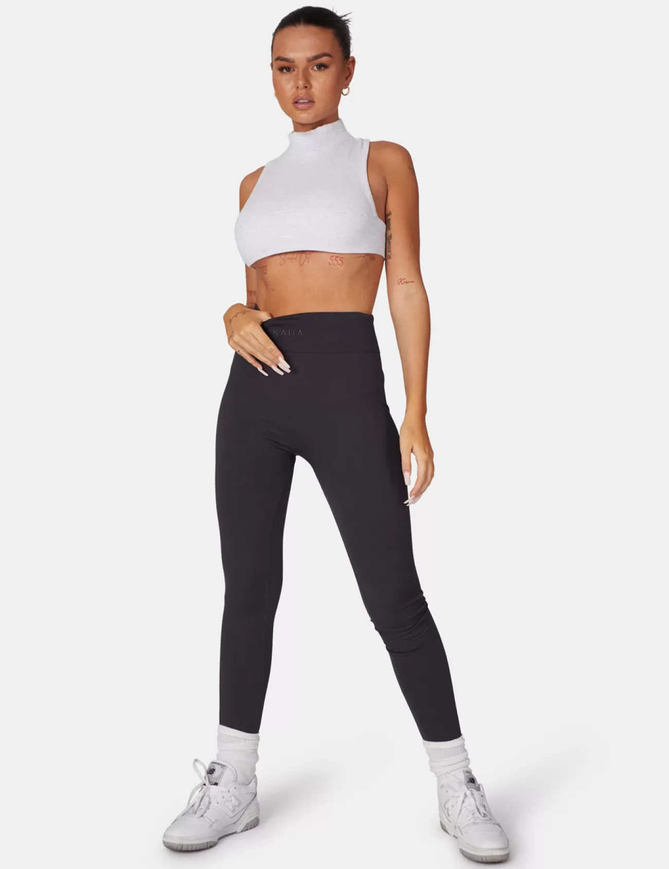 Public Desire Kaiia Premium Rib Seamless Leggings Ink Blue Black Sale