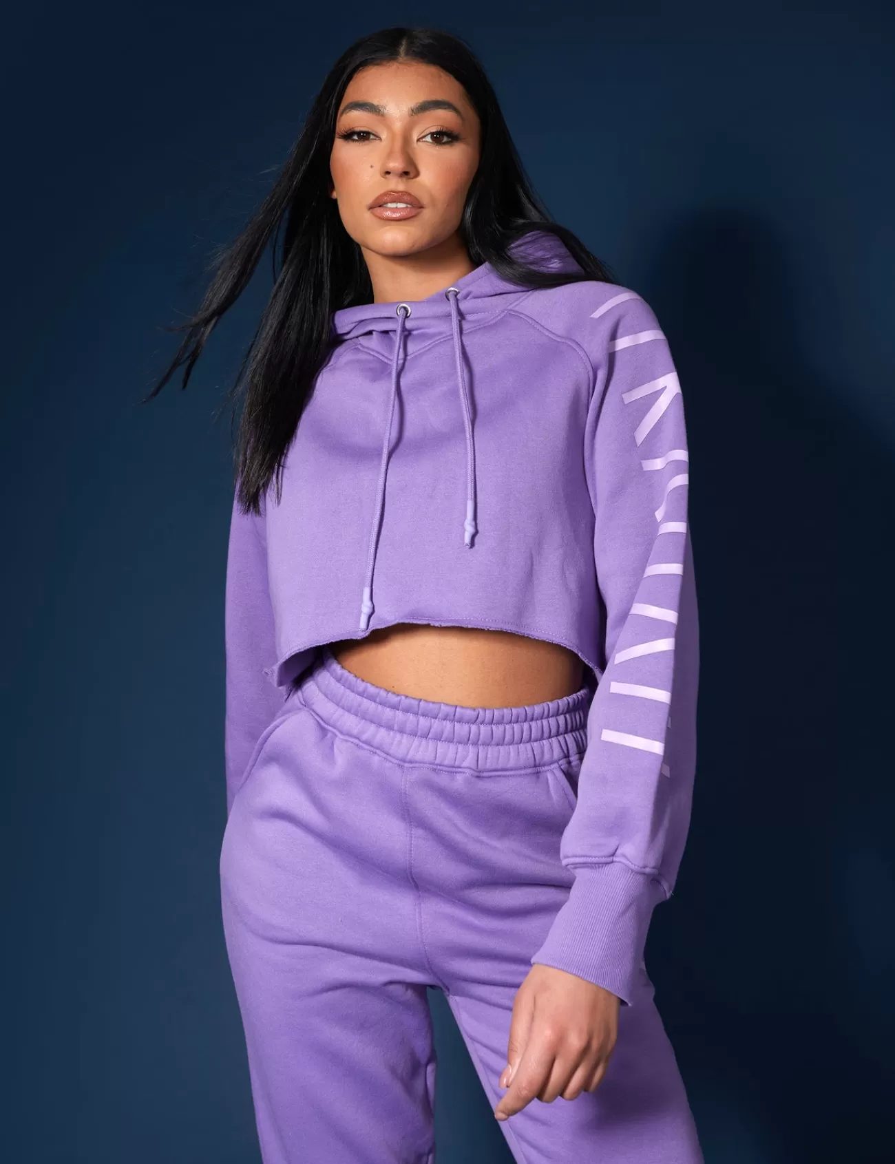 Public Desire Kaiia Slogan Cropped Hoodie Violet Discount