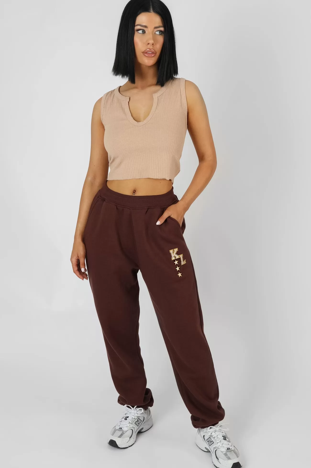 Public Desire Kaiia Varsity 90's Jogger Chocolate Store