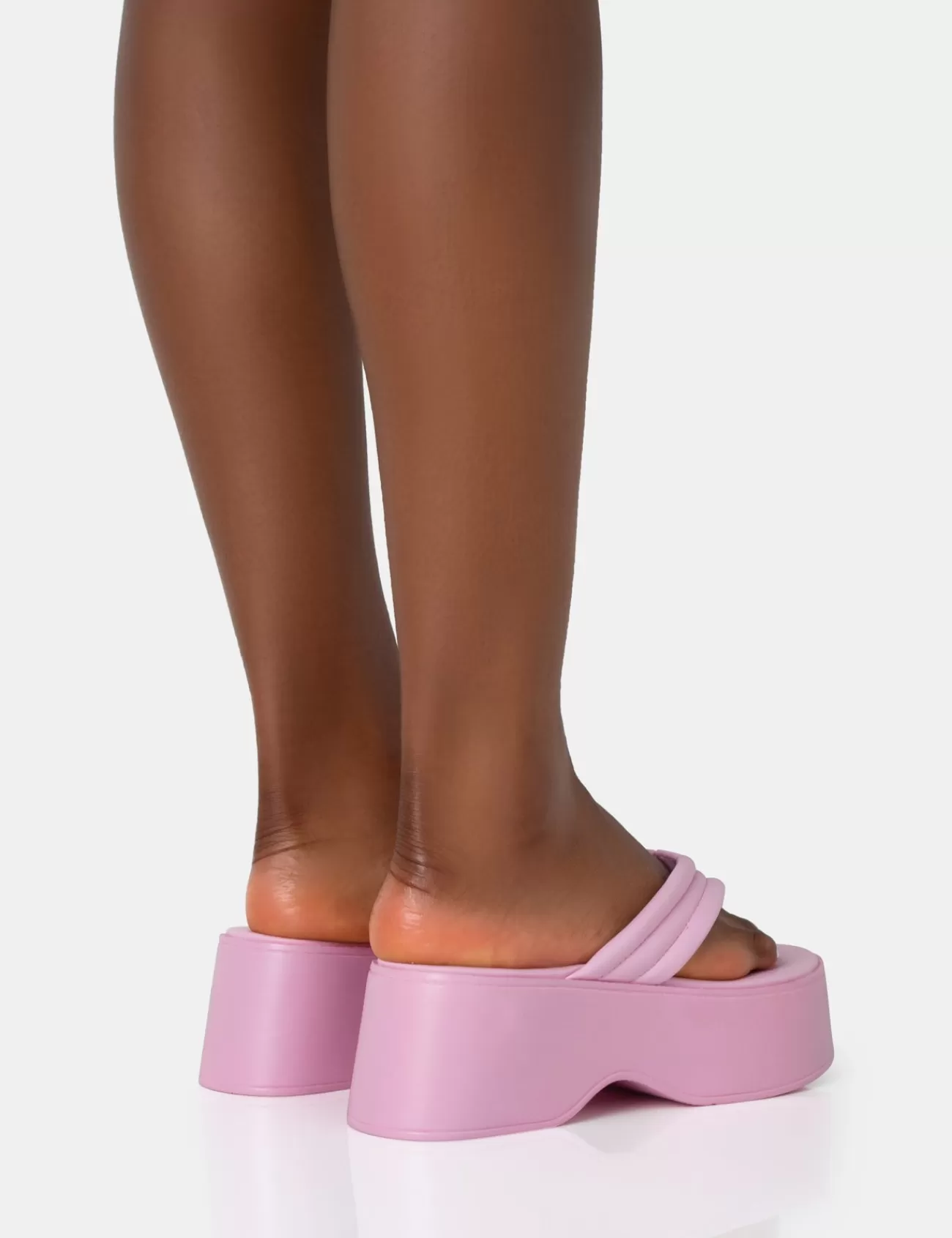 Public Desire Kiko Baby Pu Padded Flip Flop Strap Platform Sandals Pink Best Sale