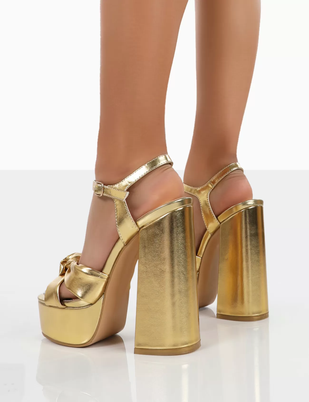 Public Desire Kiss Pu Platform Sandal High Heels Gold Discount