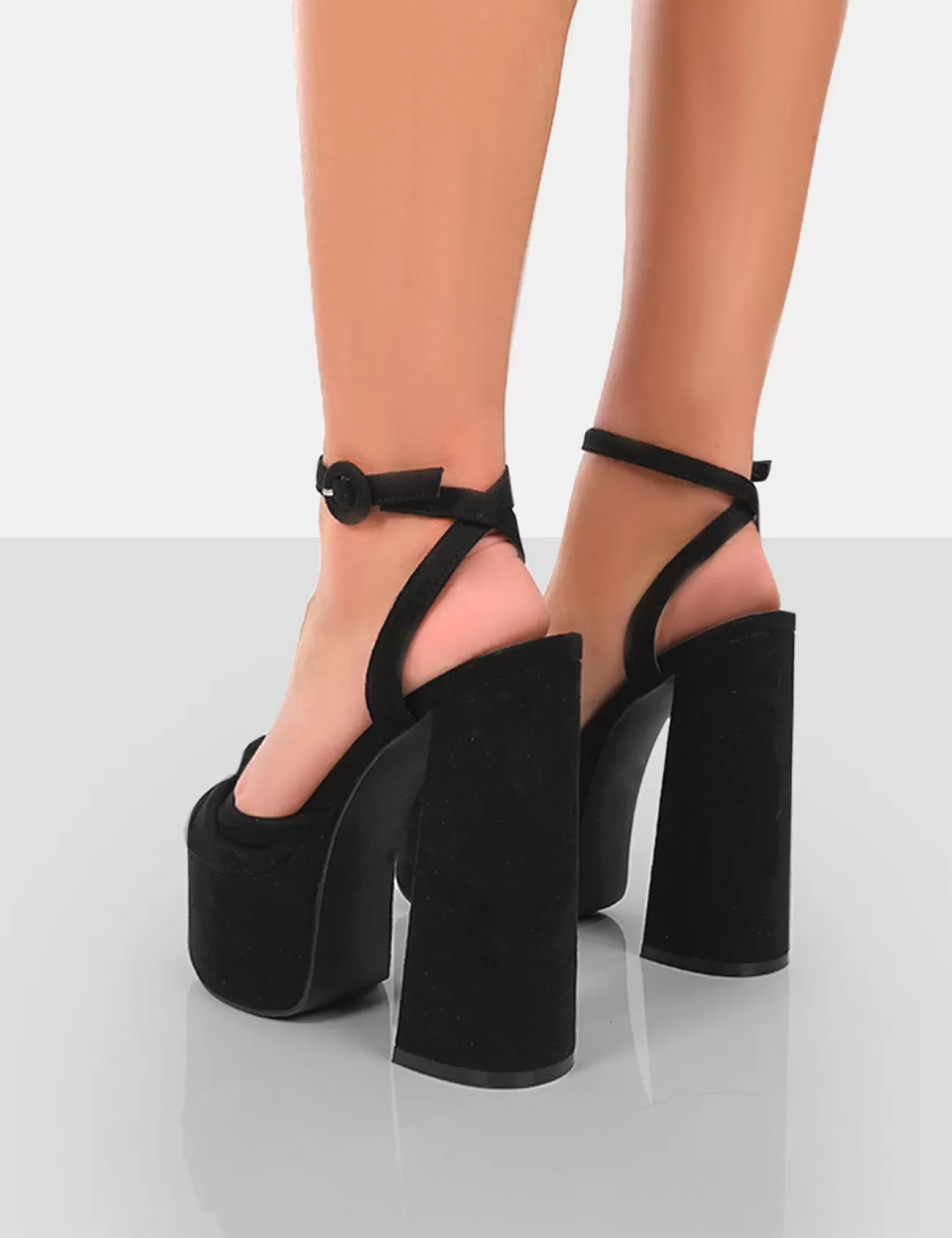 Public Desire Knot On Faux Suede Knotted Platform High Heeled Sandals Black Hot