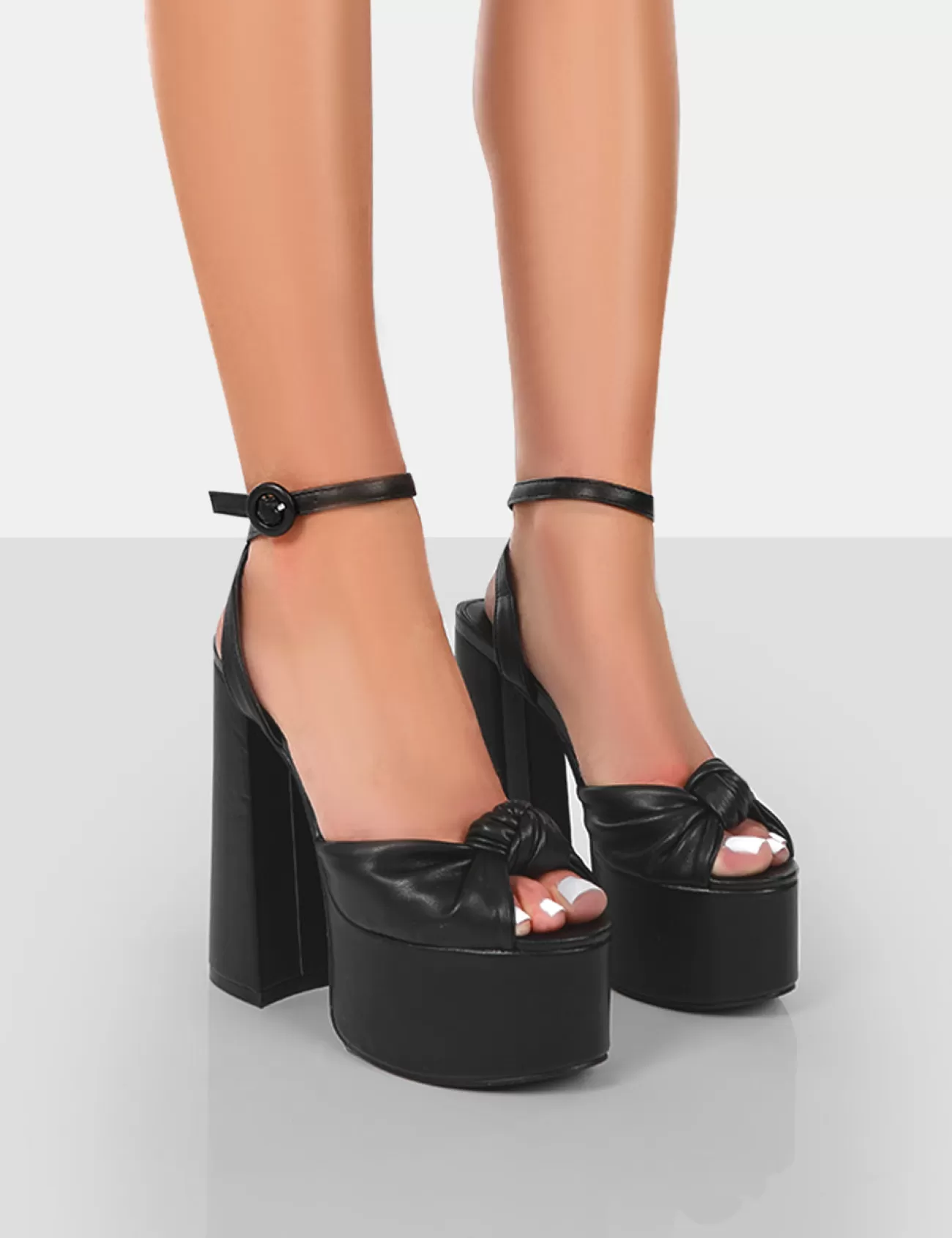 Public Desire Knot On Pu Knotted Platform High Heeled Sandals Black Online