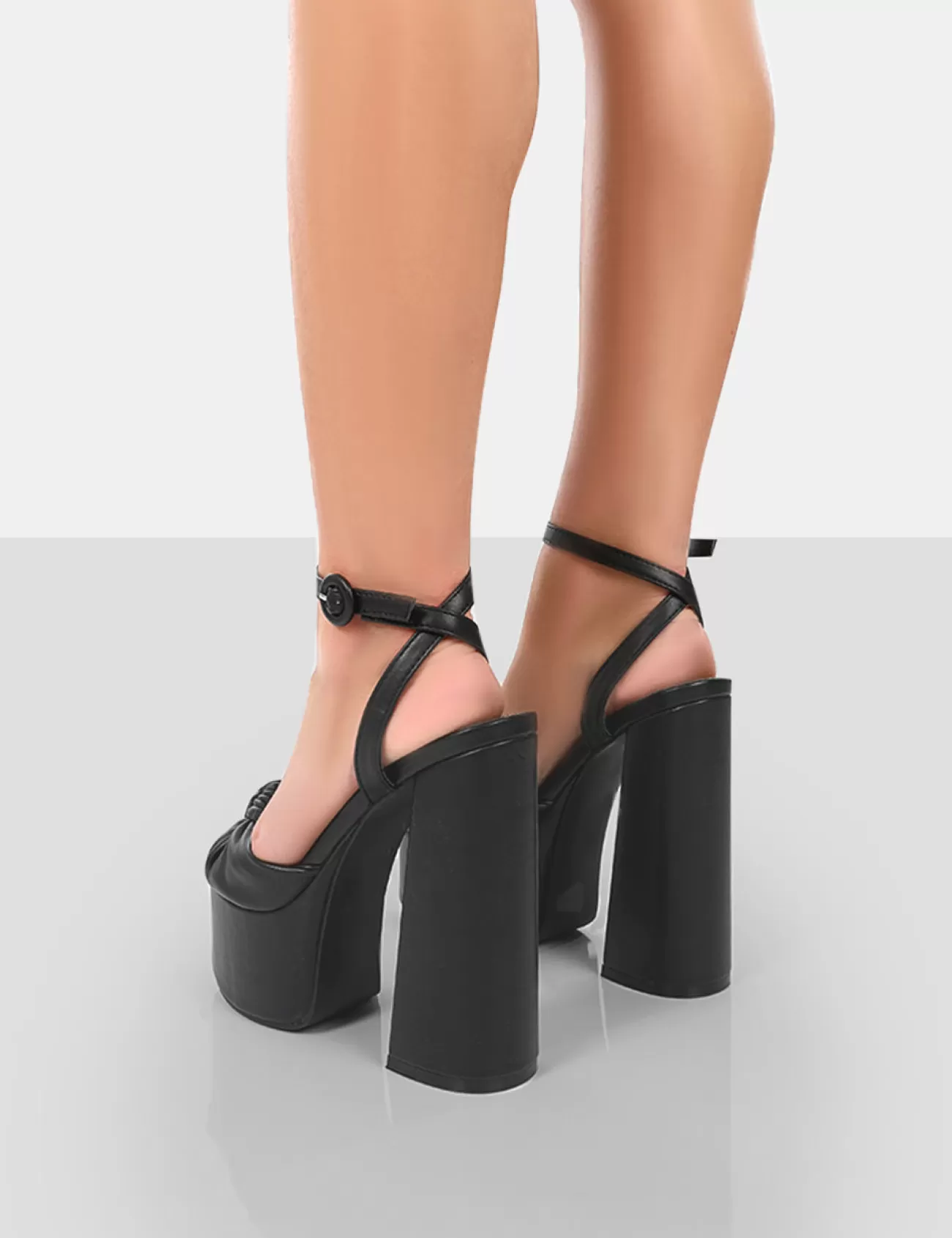 Public Desire Knot On Pu Knotted Platform High Heeled Sandals Black Online