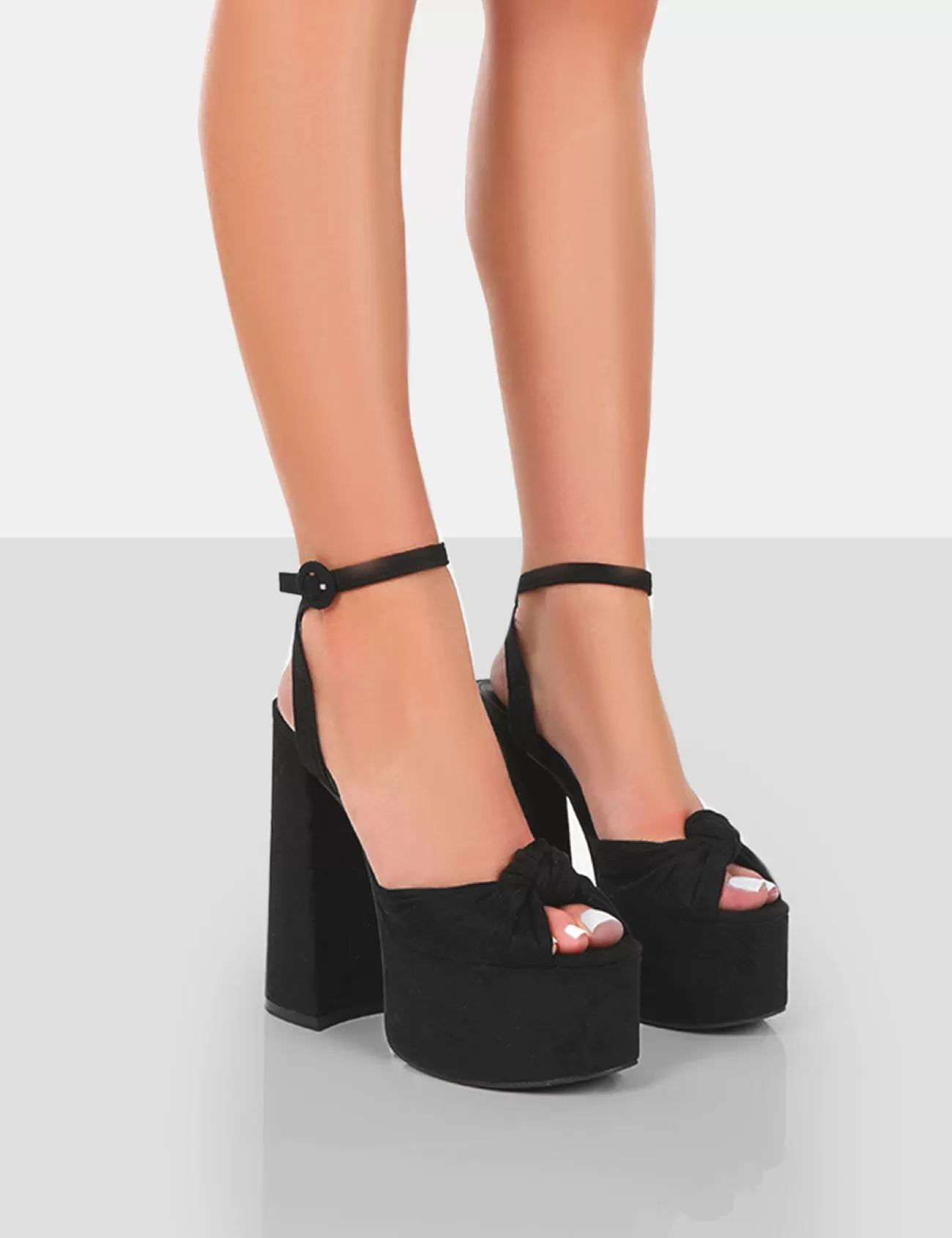 Public Desire Knot On Wide Fit Faux Suede Knotted Platform High Heeled Sandals Black Online