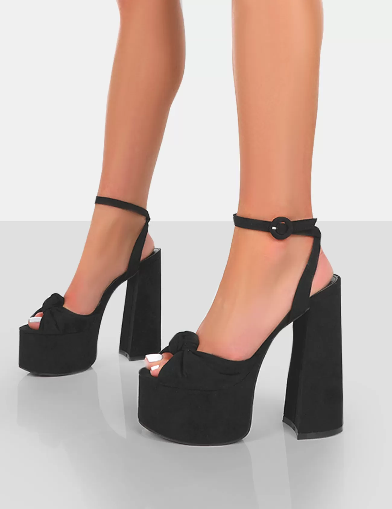 Public Desire Knot On Wide Fit Faux Suede Knotted Platform High Heeled Sandals Black Online