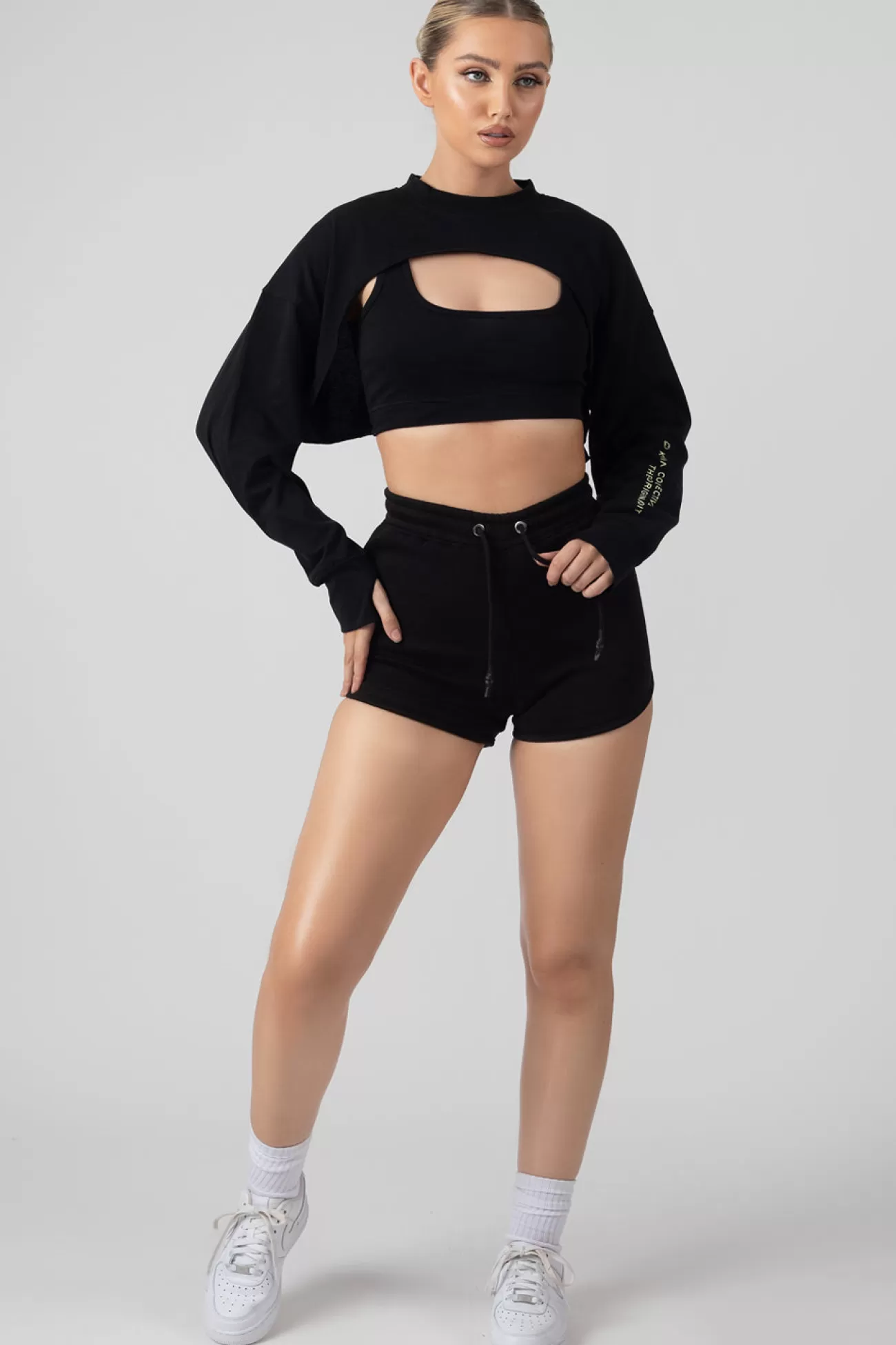Public Desire Layered Cropped T-Shirt Black Clearance
