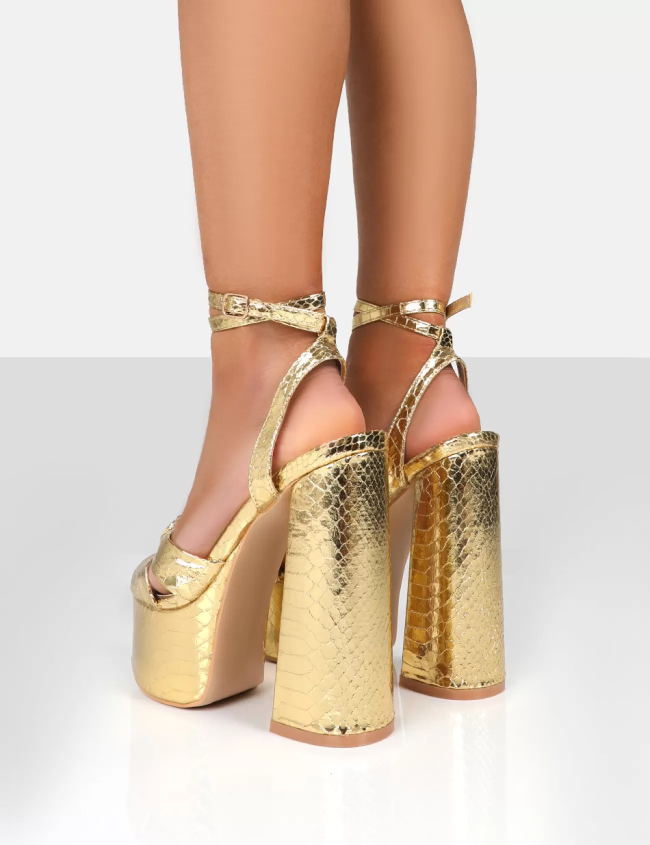 Public Desire Leo Edition Metallic Platform High Heels Gold Discount