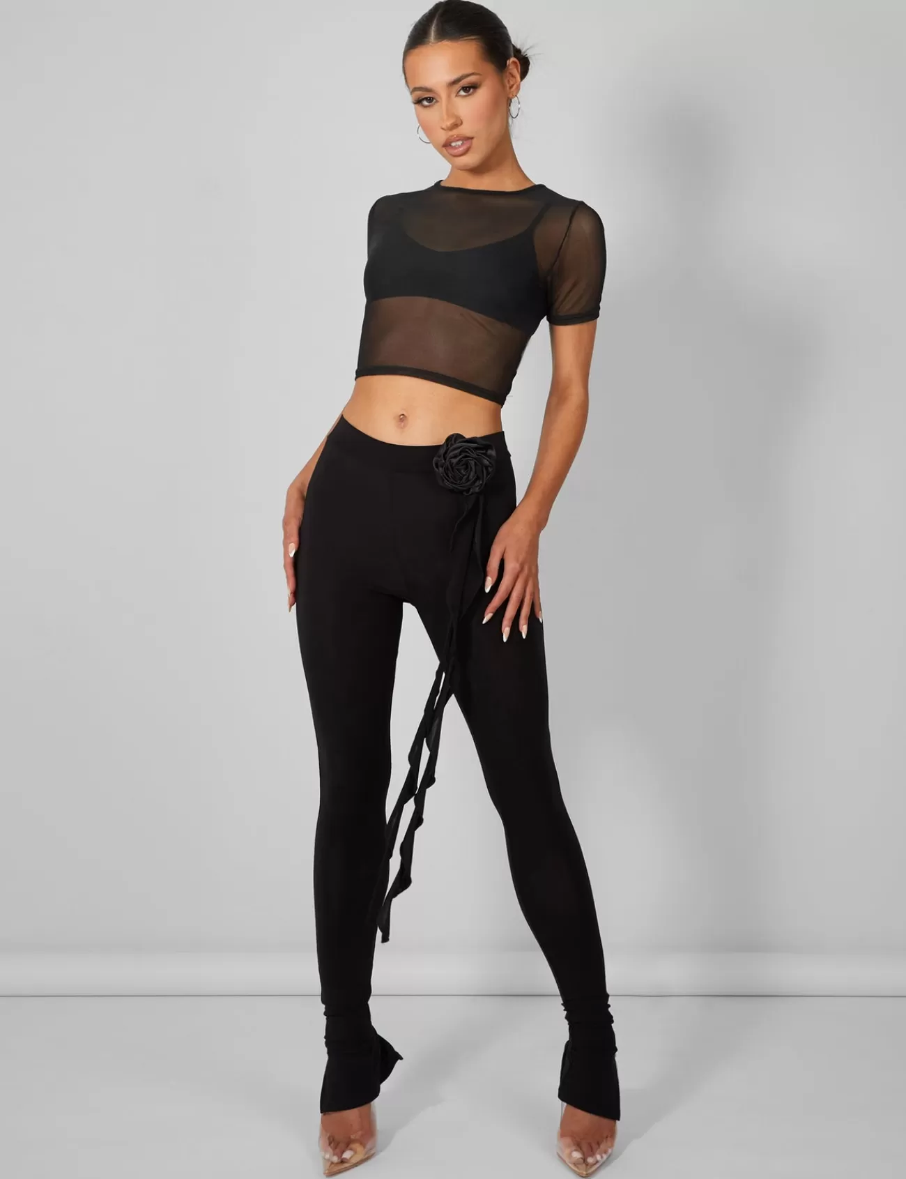 Public Desire Mesh Fitted T-Shirt Black Discount