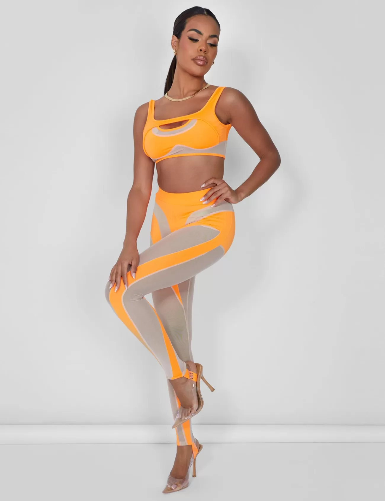 Public Desire Mesh Insert Leggings Orange Best