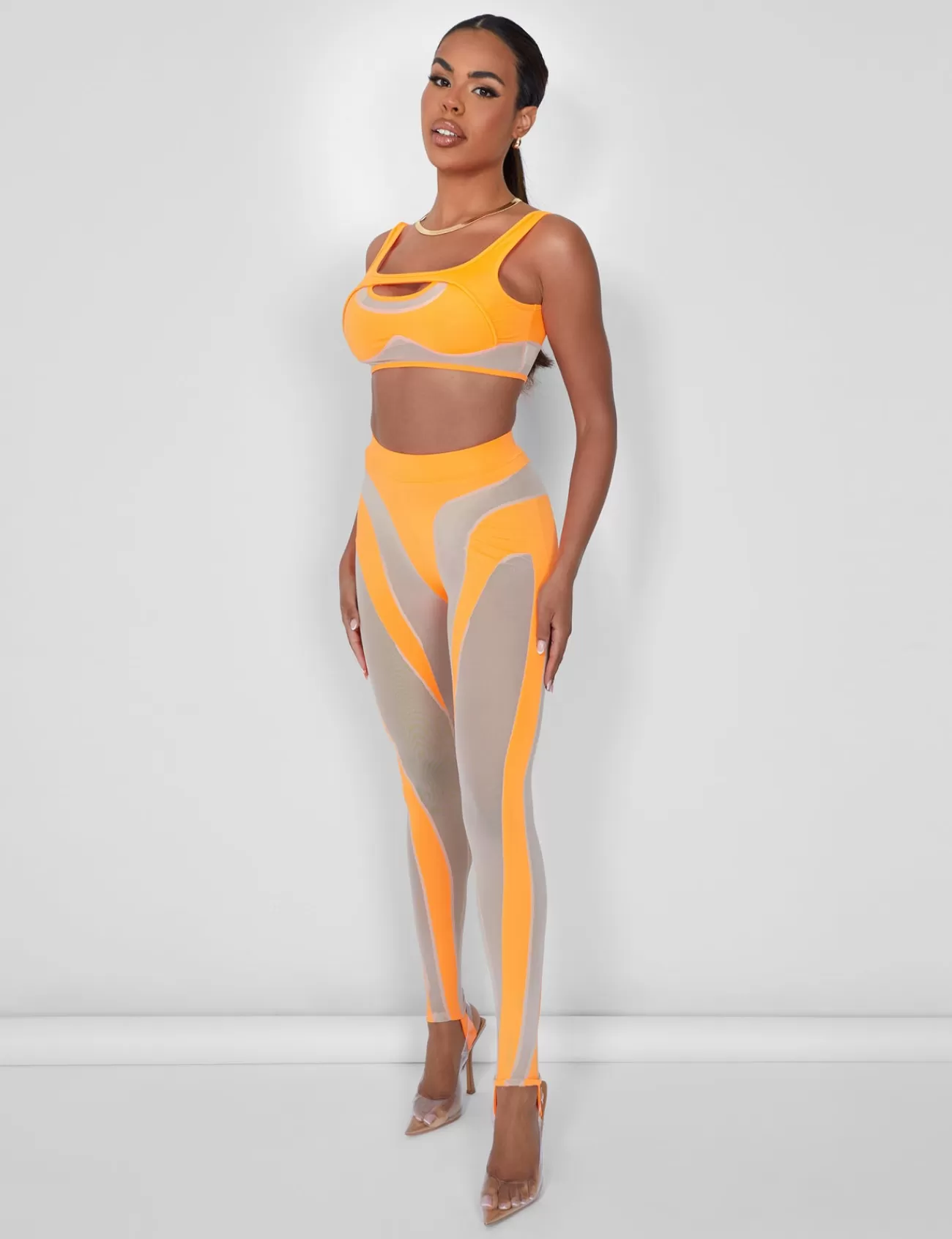 Public Desire Mesh Insert Leggings Orange Best