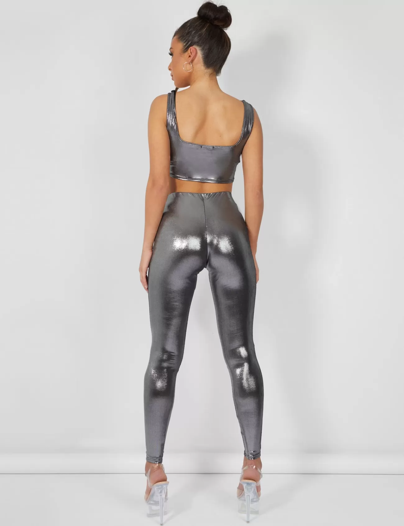 Public Desire Metallic Crop Top Silver Discount