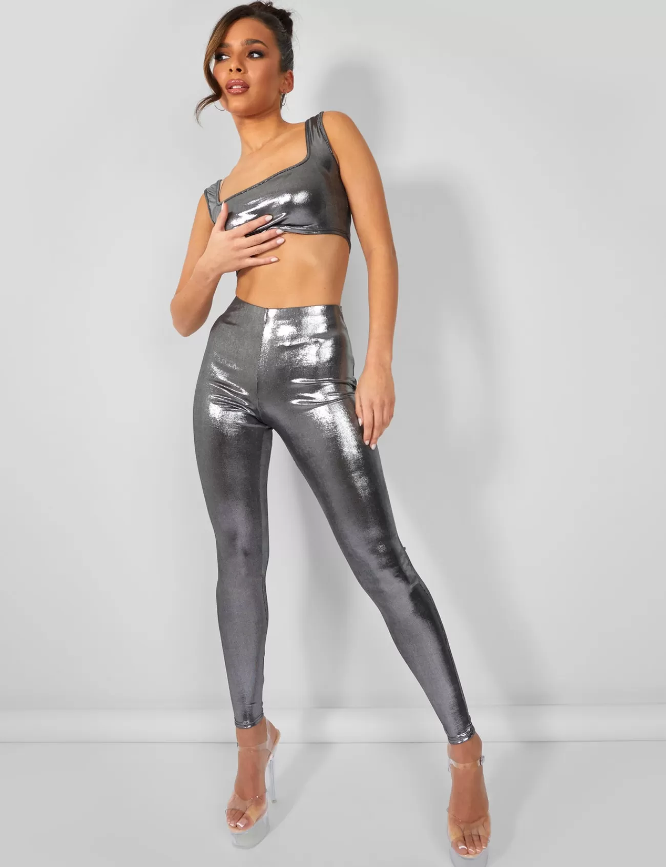 Public Desire Metallic Legging Silver Best