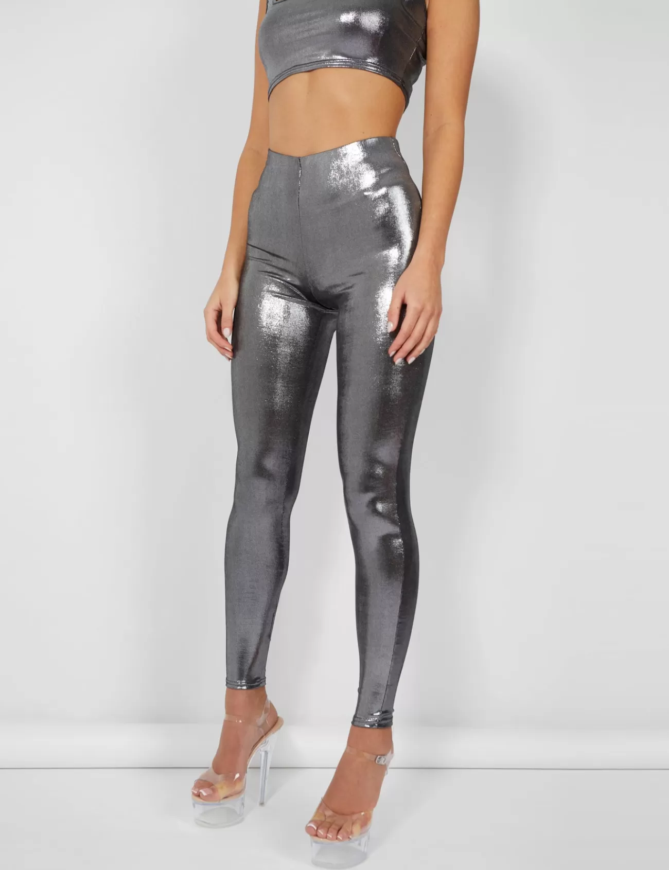 Public Desire Metallic Legging Silver Best