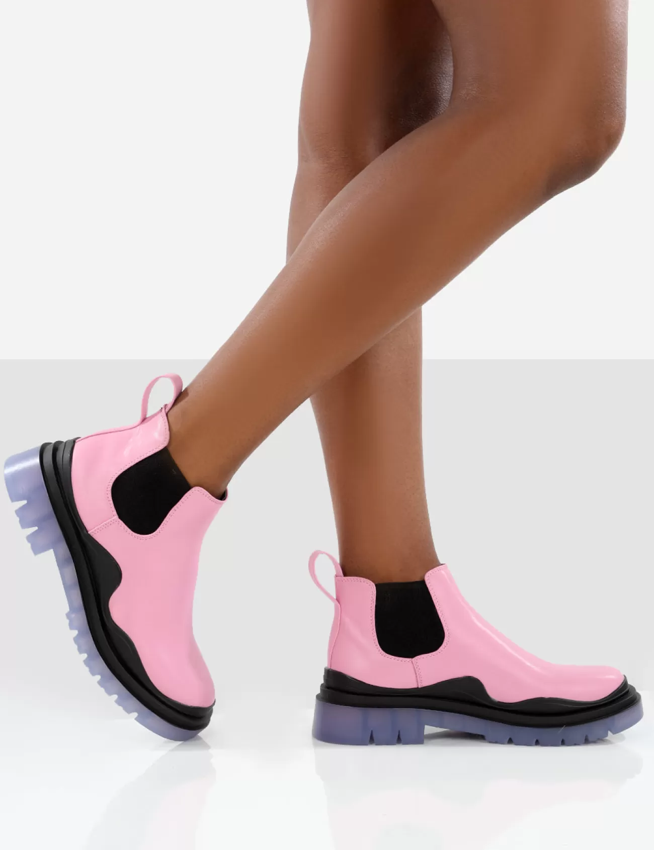 Public Desire Myth Baby Chunky Sole Chelsea Boots Pink Discount