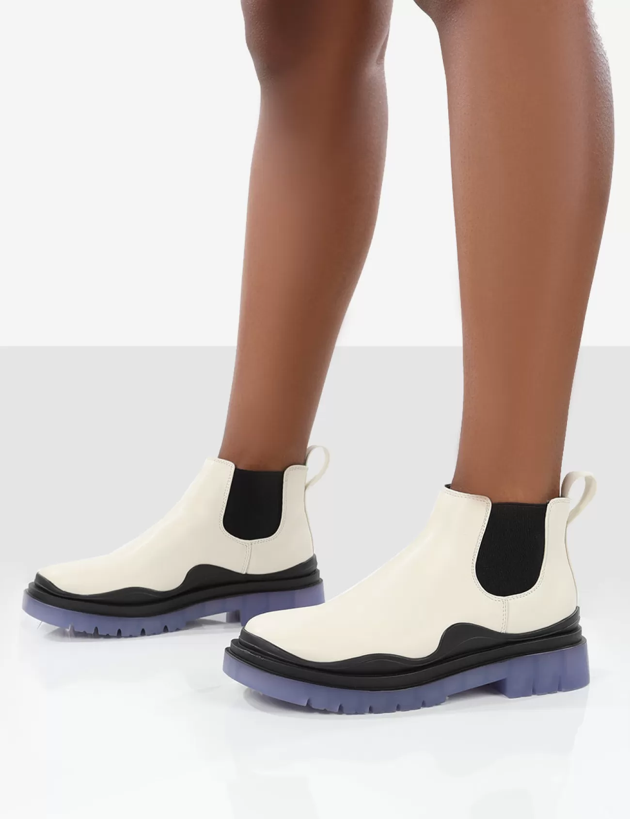 Public Desire Myth Ecru Chunky Sole Chelsea Boots White Best Sale
