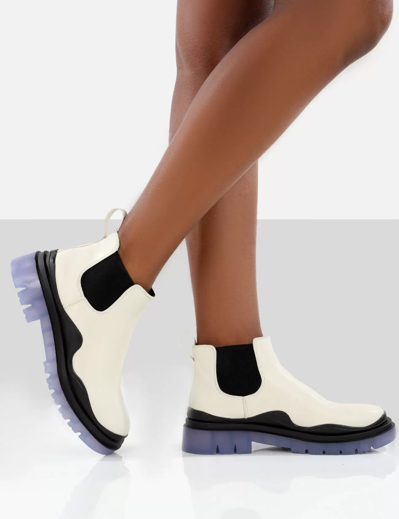 Public Desire Myth Ecru Chunky Sole Chelsea Boots White Best Sale