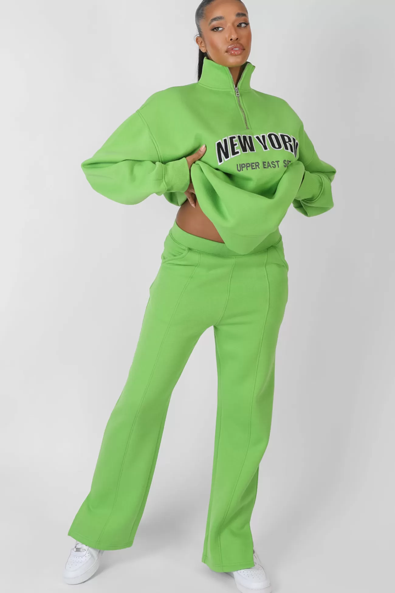 Public Desire New York Split Hem Straight Joggers Green Lime Cheap