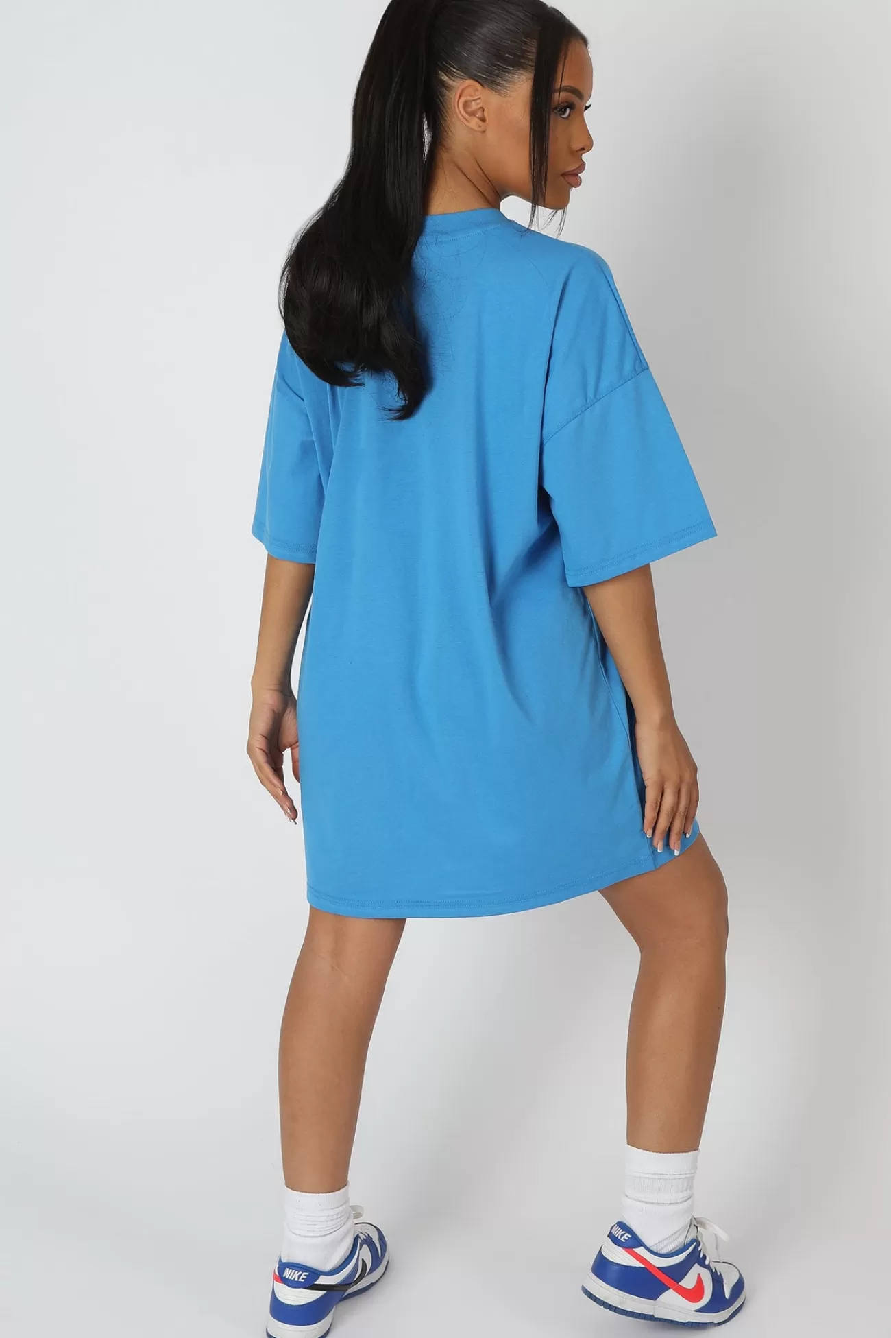 Public Desire Newport Graphic T-Shirt Dress Blue Sale